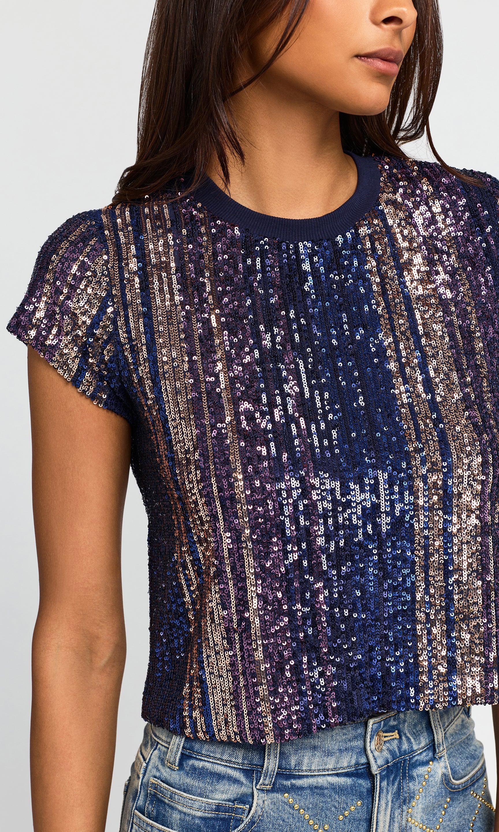 Kai Stripe Sequin Top