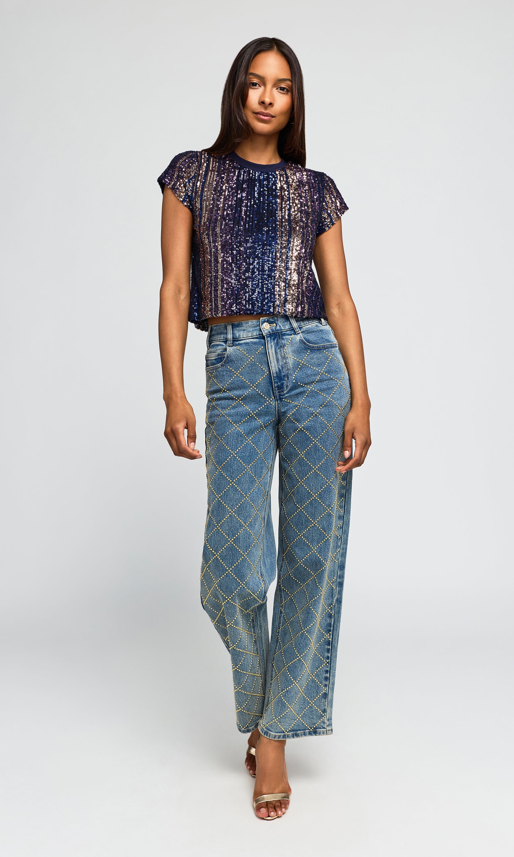 Kai Stripe Sequin Top