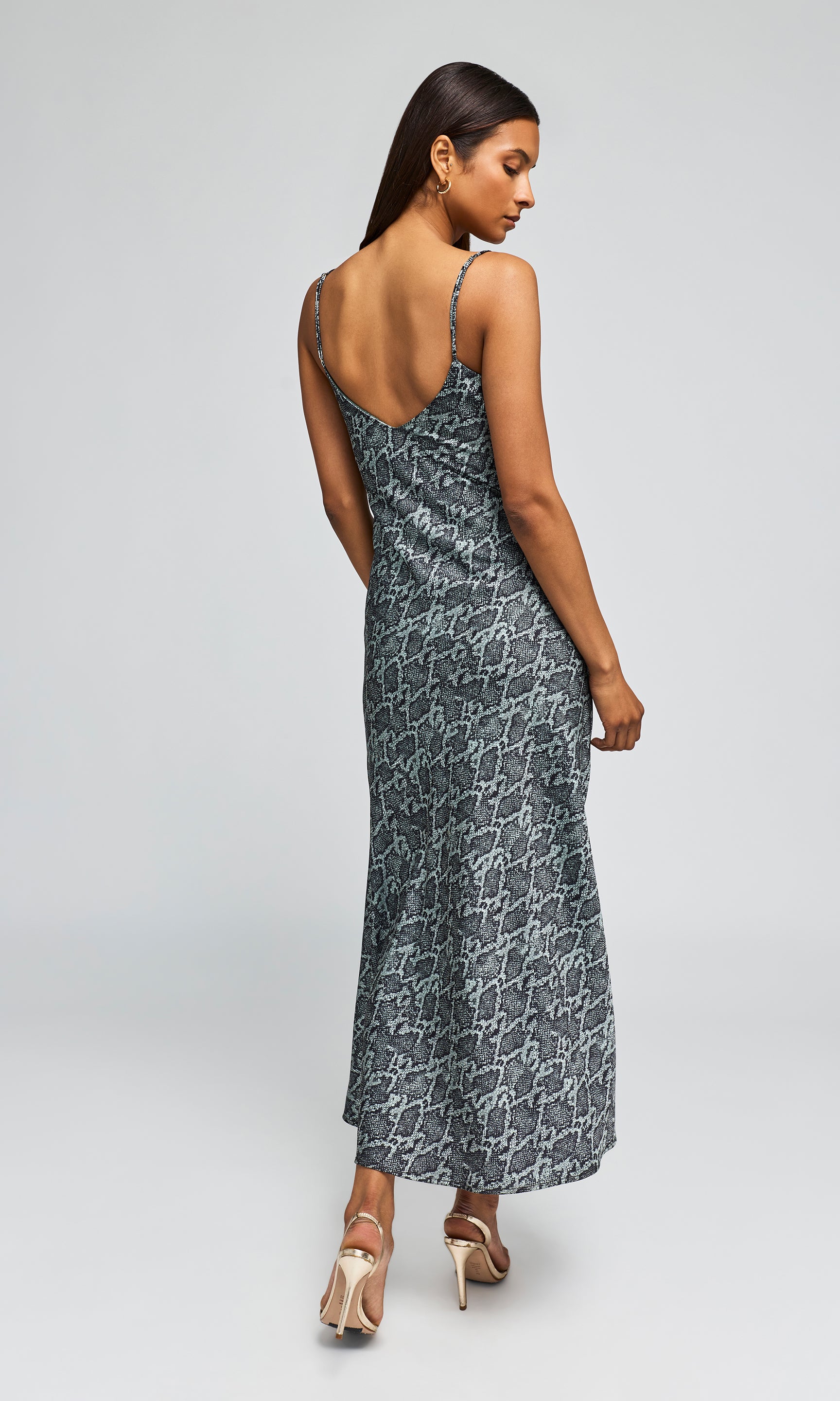 Madeleine Snake Satin Bow Dress