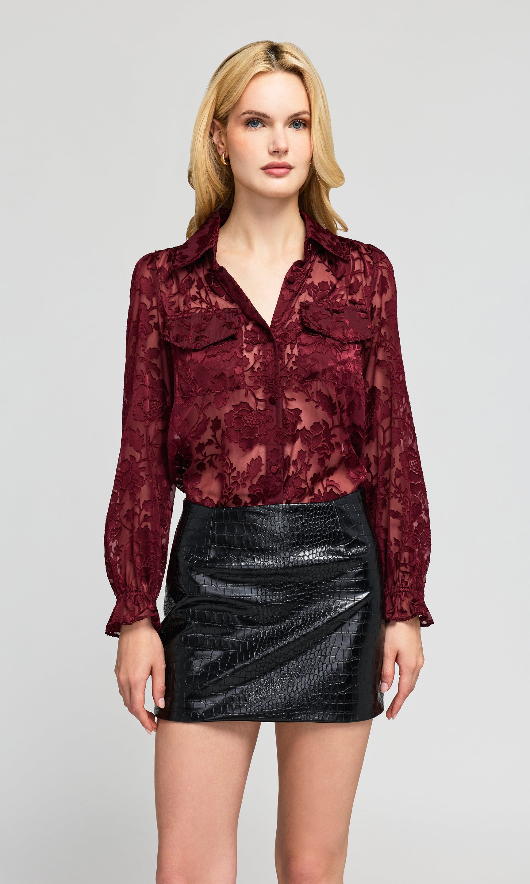 Priya Floral Burn-Out Blouse