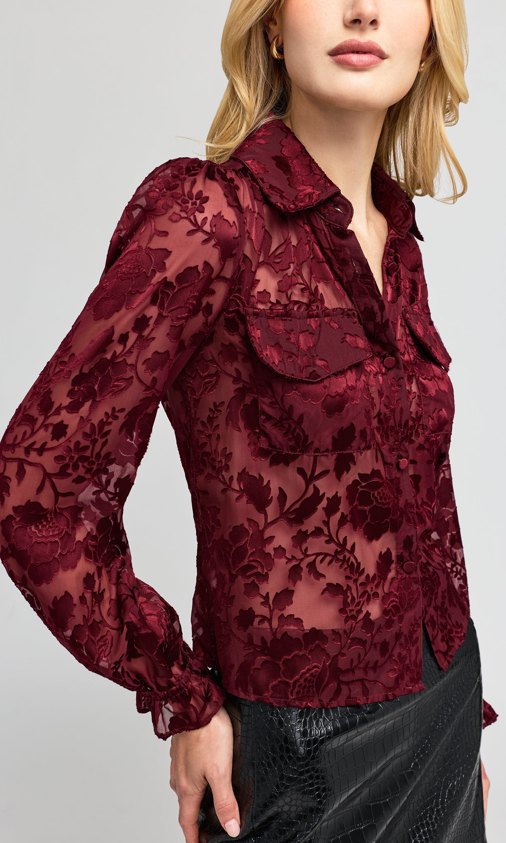 Priya Floral Burn-Out Blouse