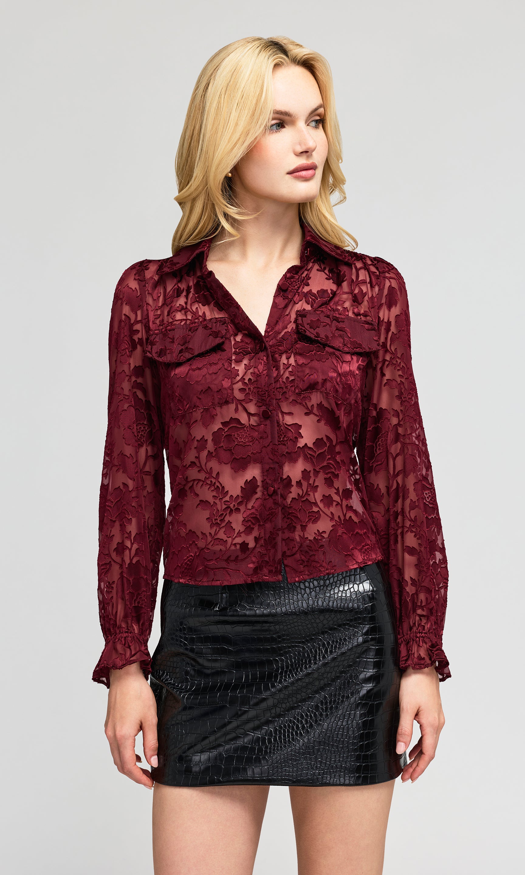 Priya Floral Burn-Out Blouse