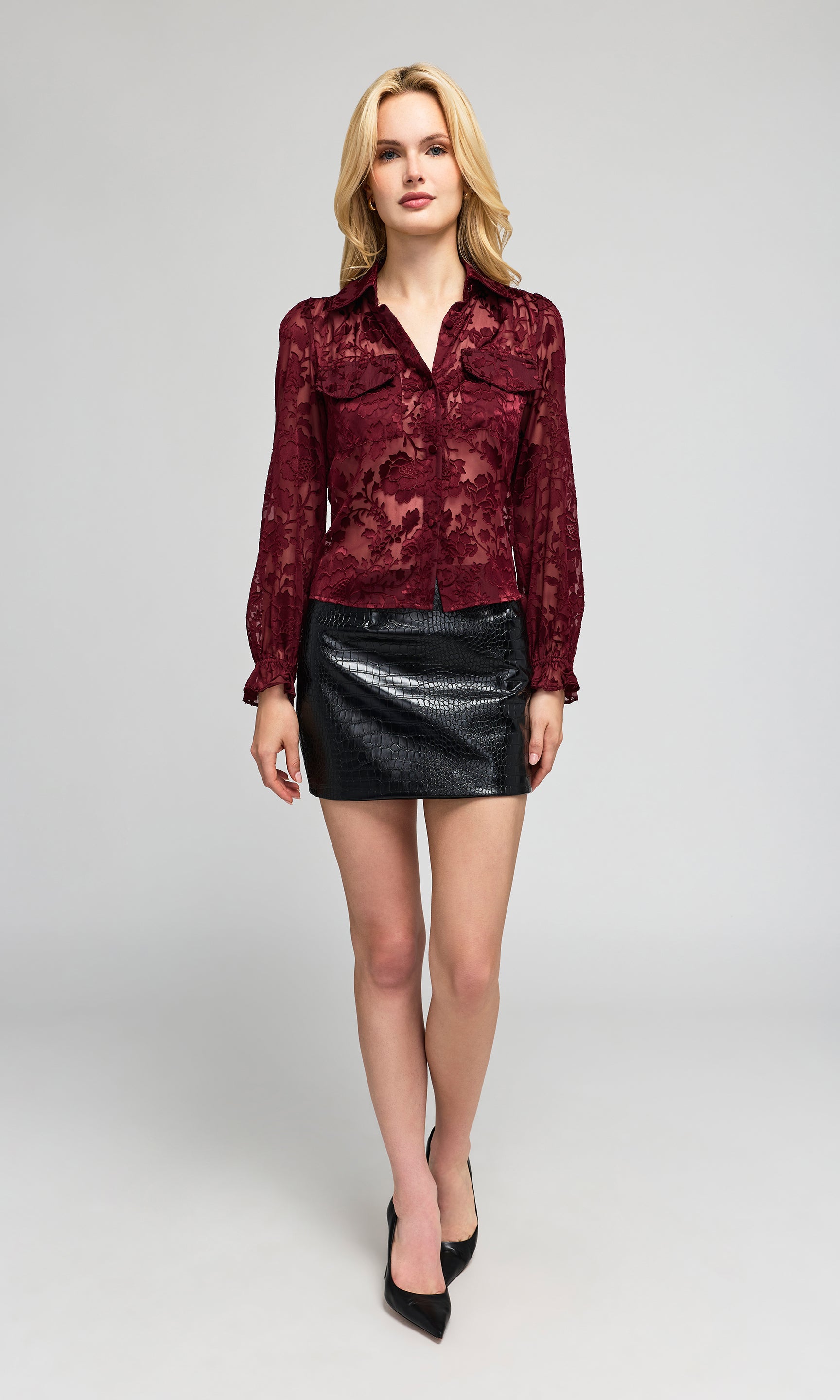 Priya Floral Burn-Out Blouse