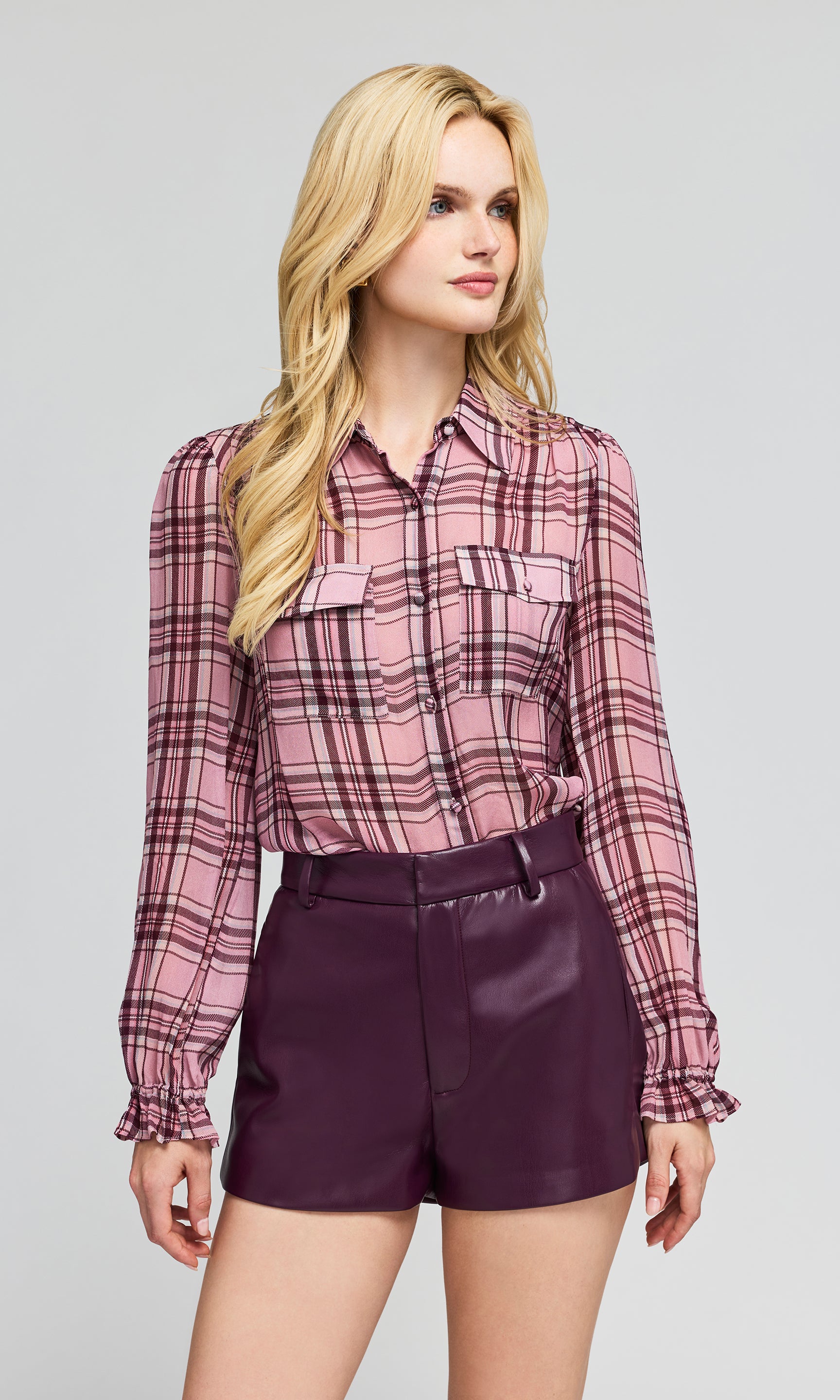 Priya Plaid Georgette Blouse