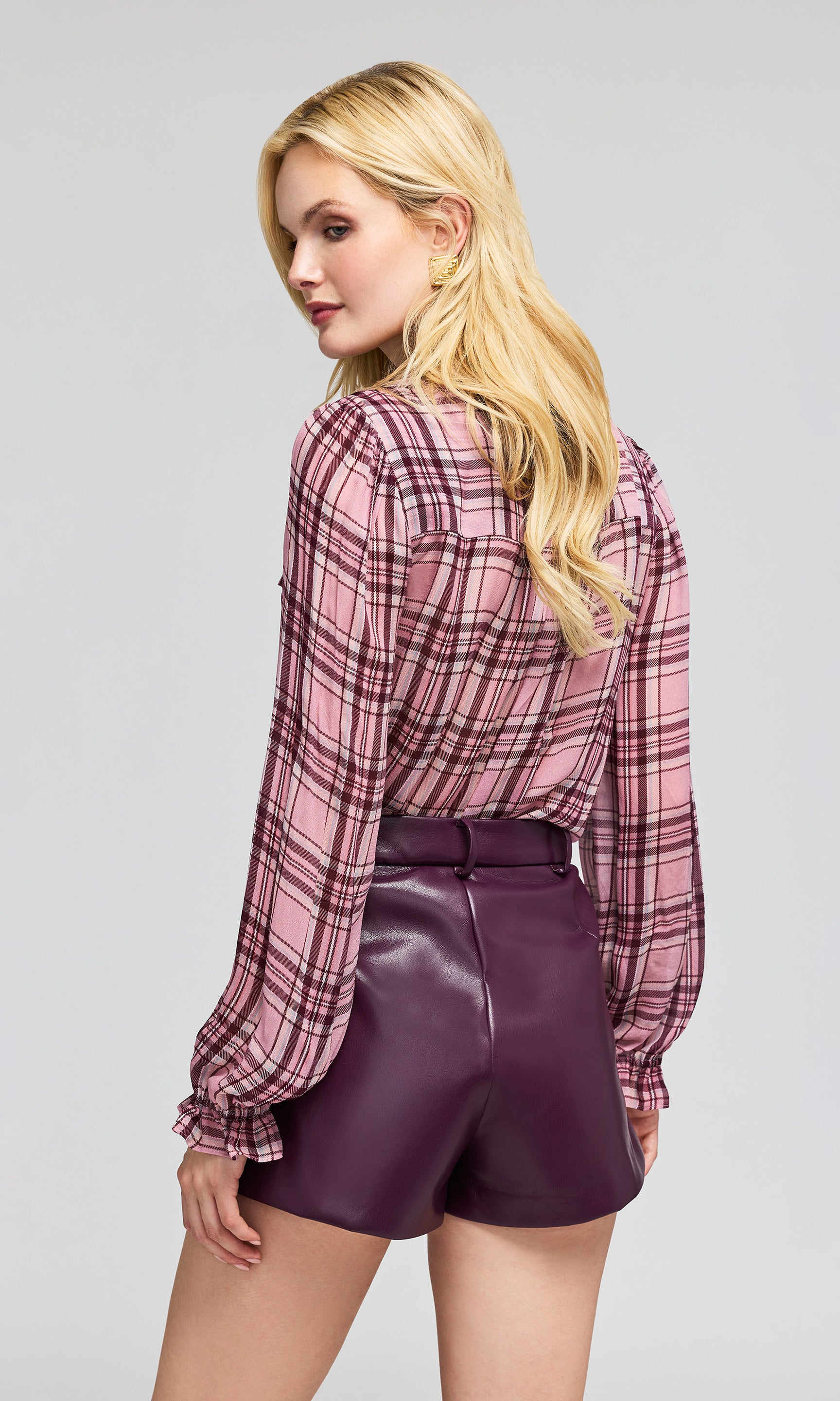 Priya Plaid Georgette Blouse