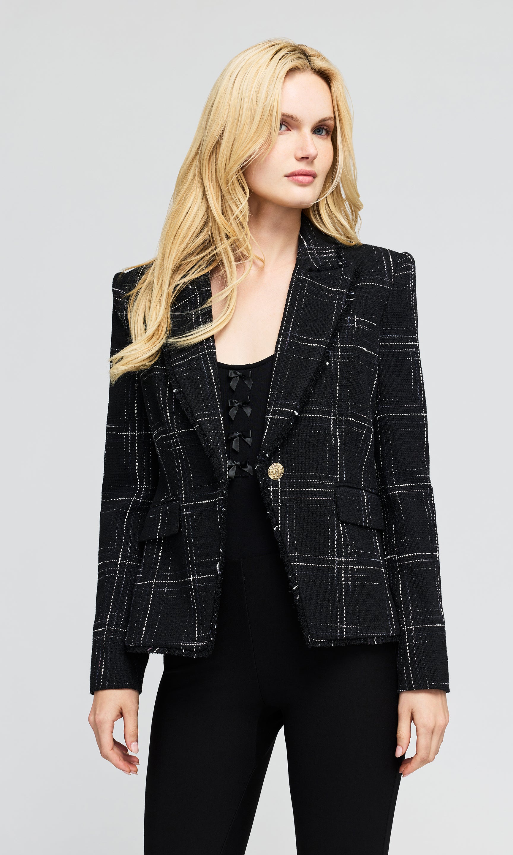 Skylar Windowpane Tweed Blazer