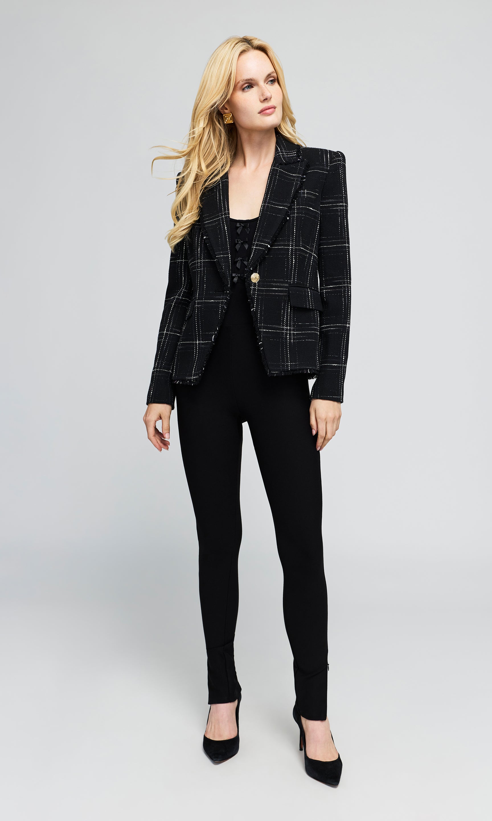 Skylar Windowpane Tweed Blazer