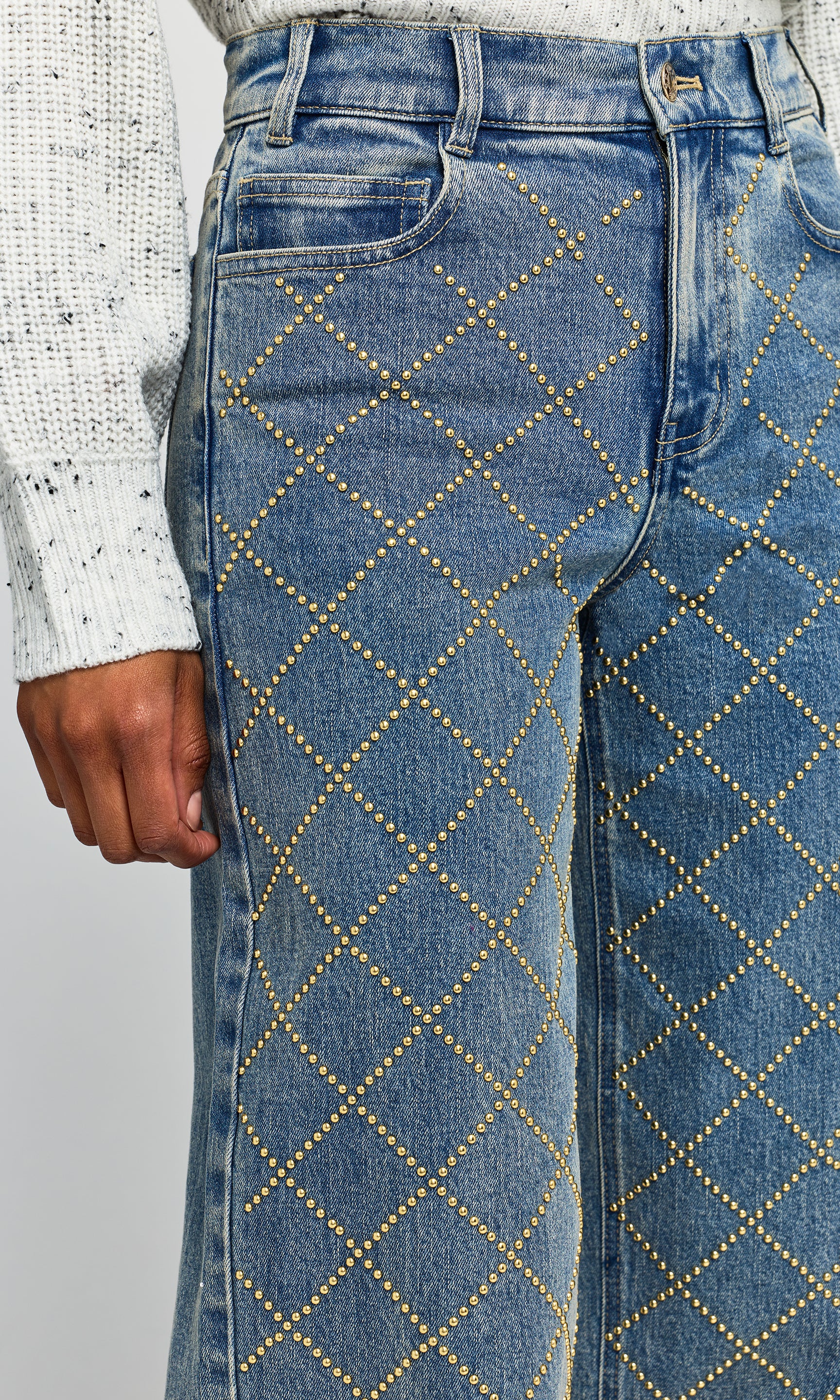 Staria Studded Plaid Jeans