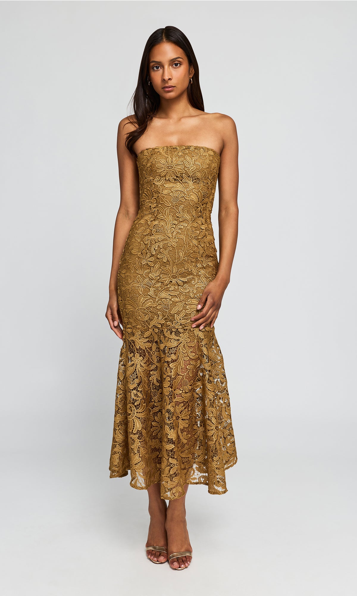 Tia Metallic Guipure Lace Dress
