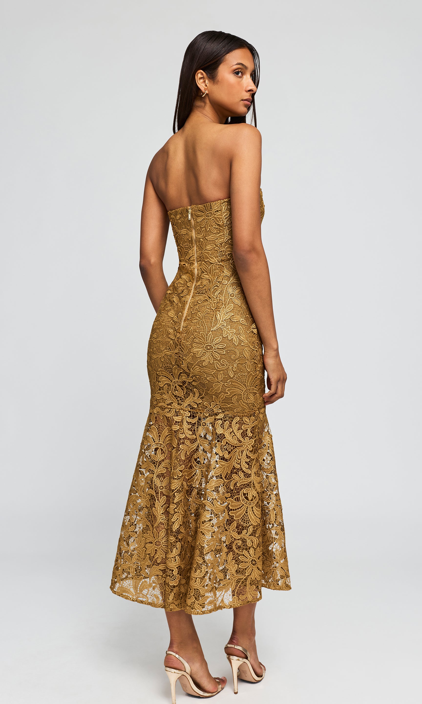 Tia Metallic Guipure Lace Dress