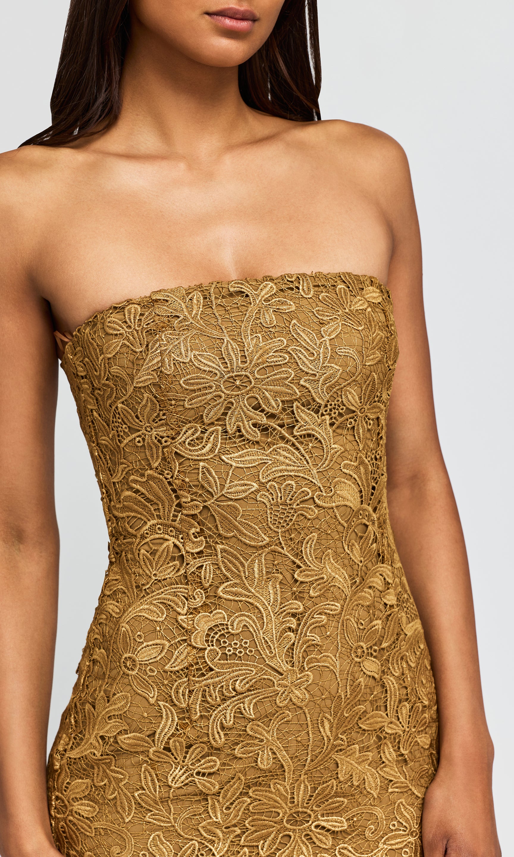 Tia Metallic Guipure Lace Dress