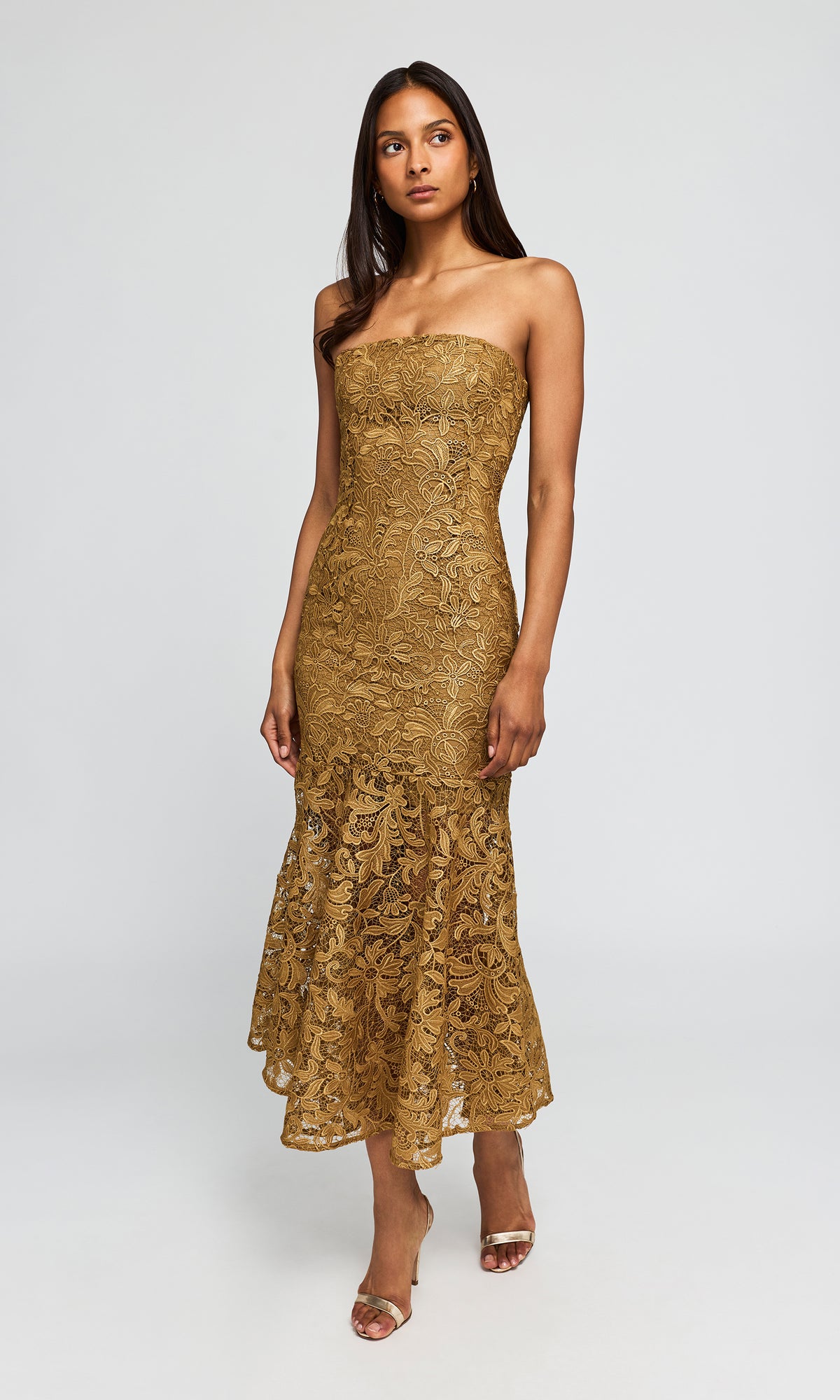 Tia Metallic Guipure Lace Dress