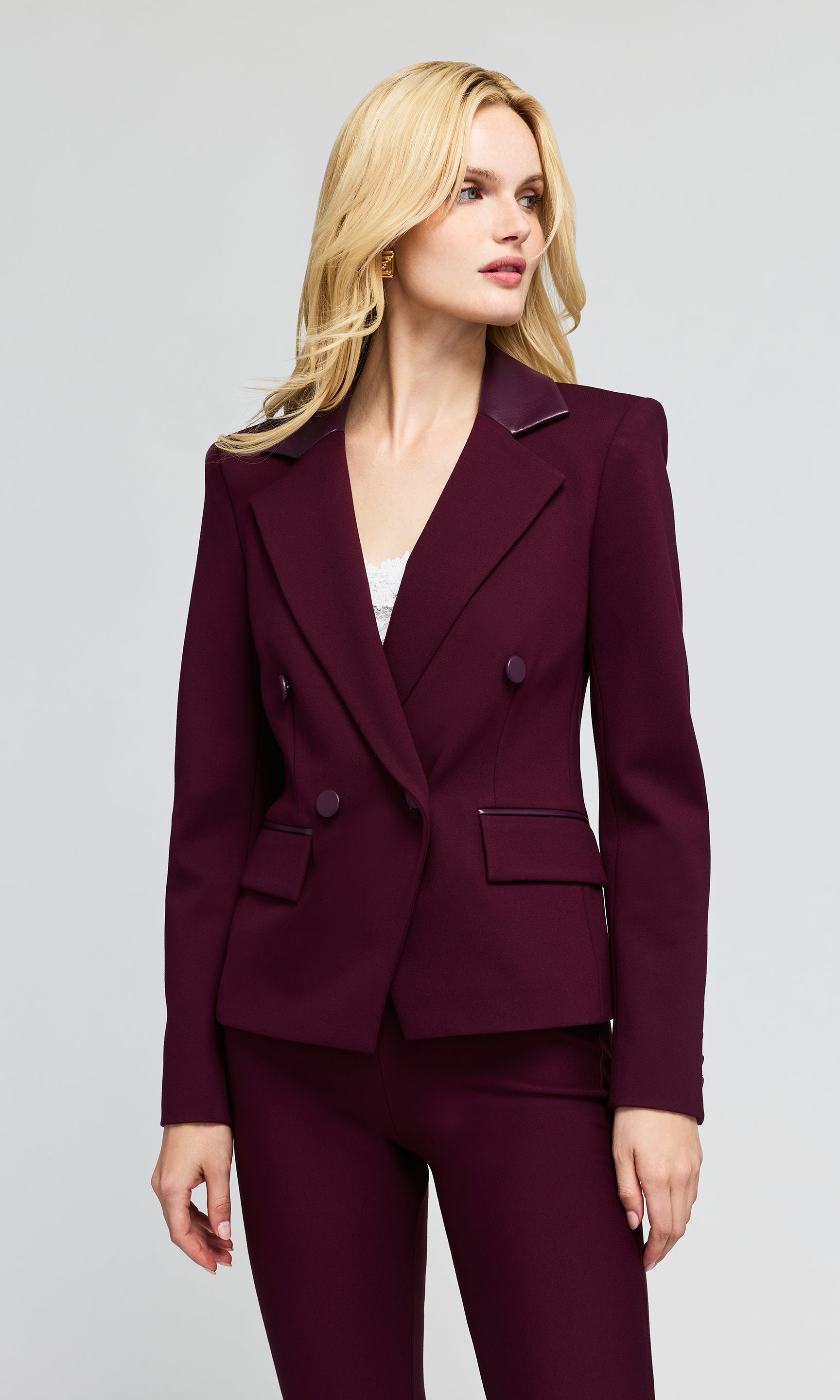 Willow Vegan Leather Combo Ponte Blazer
