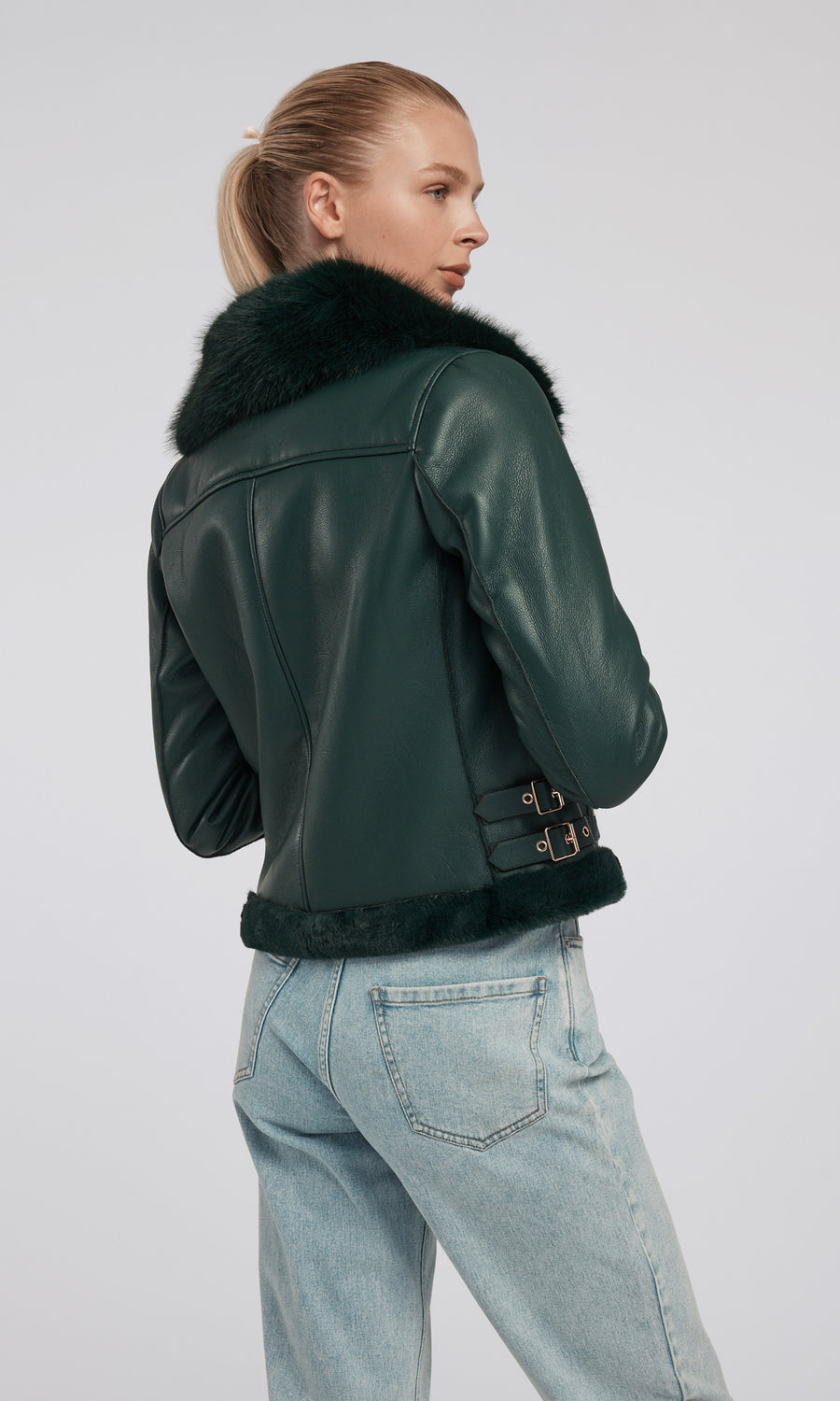 Dion Faux Fur Shearling Moto Jacket Generation Love