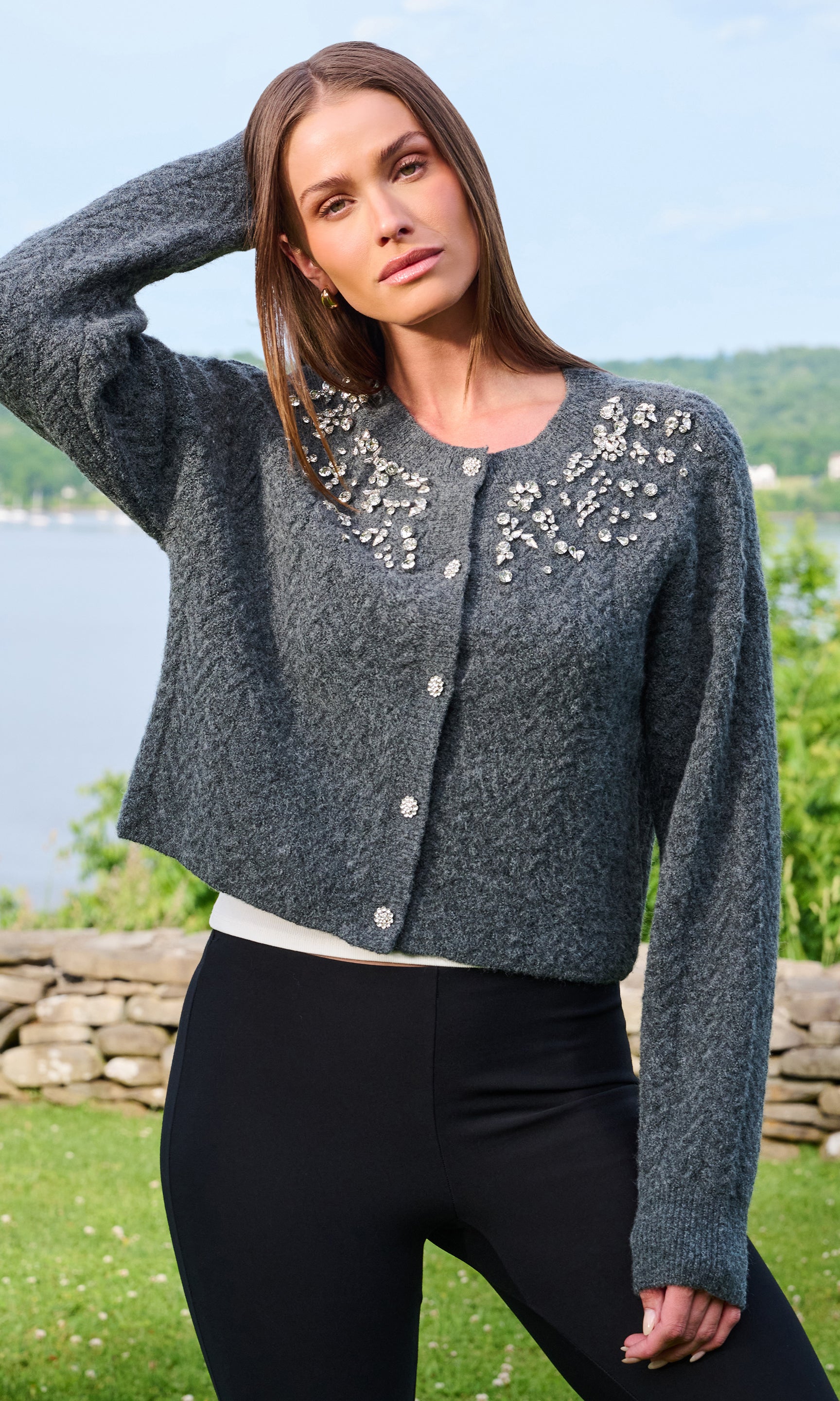 Glenda Crystal Cable Cardigan
