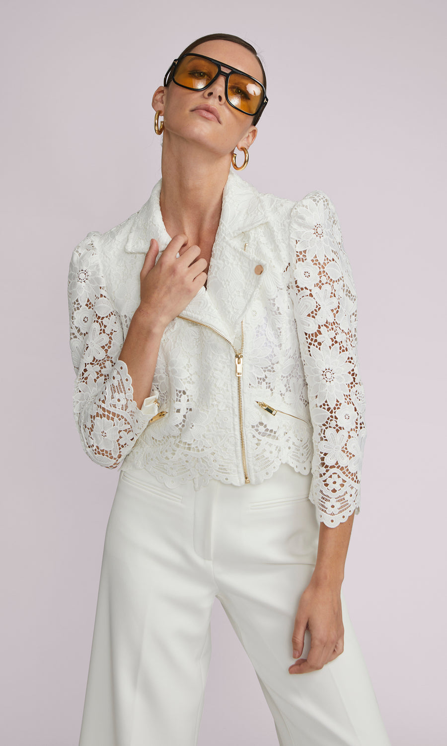 Lace outerwear on sale