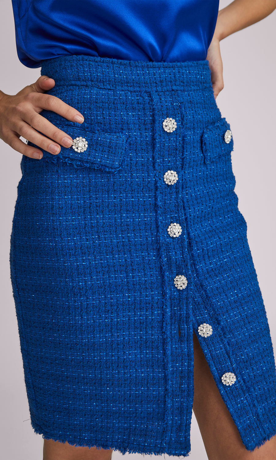 Sarah Tweed Skirt - Cobalt