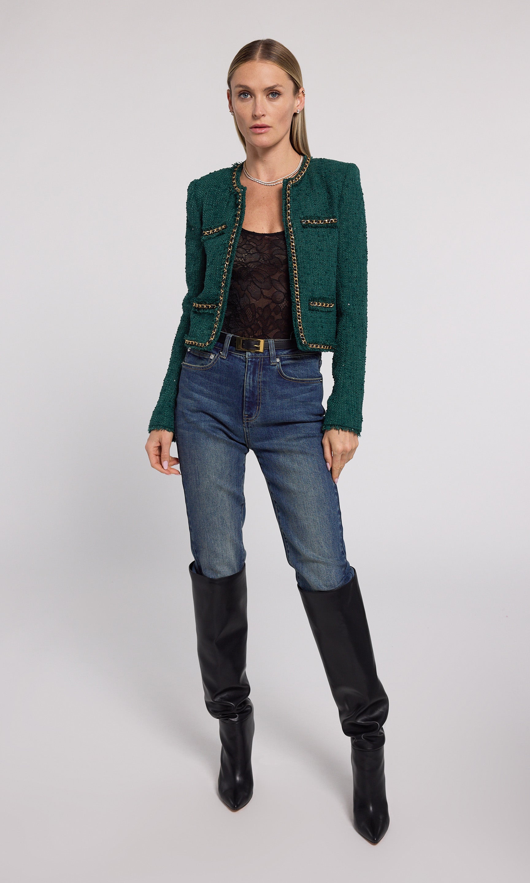 Serena Chain Tweed Blazer – Generation Love