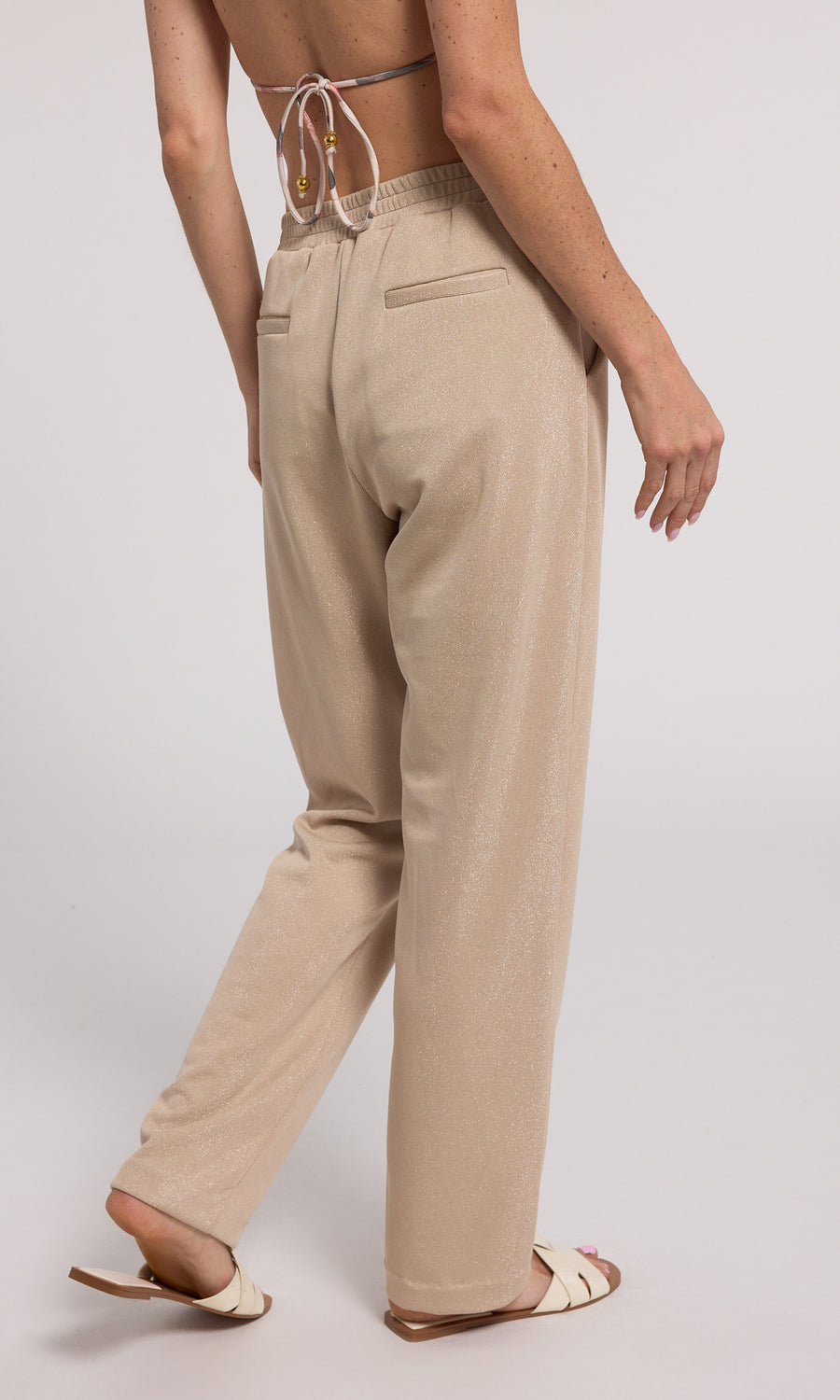 Truffle-colored Hollis Shimmer Sweatpants crafted from cozy material, blending comfort with a touch of elegance.