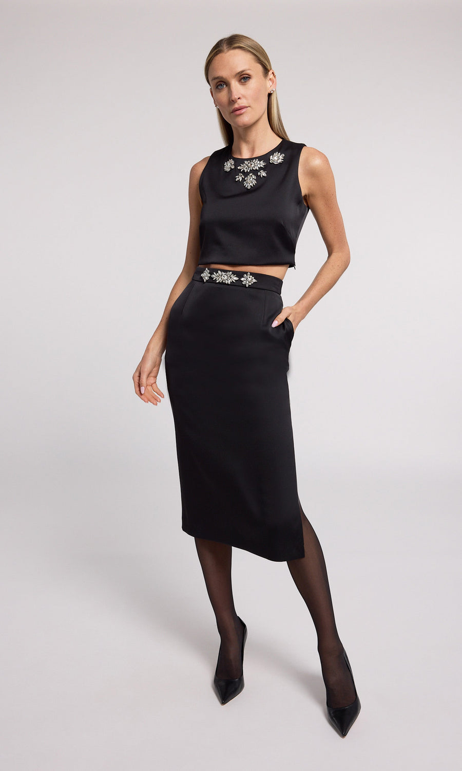 Pencil skirt dress satin 2025