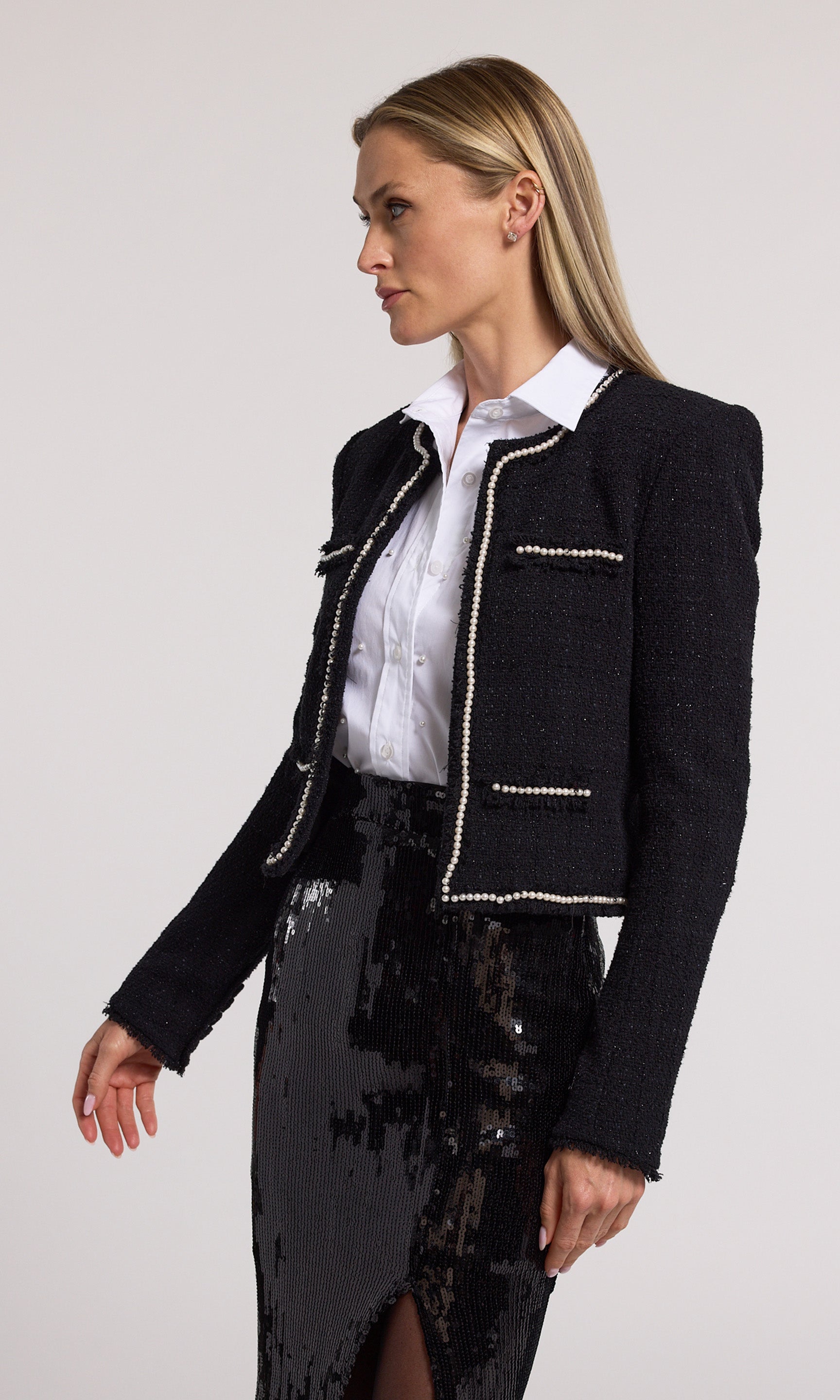 Serena Pearl Tweed Blazer