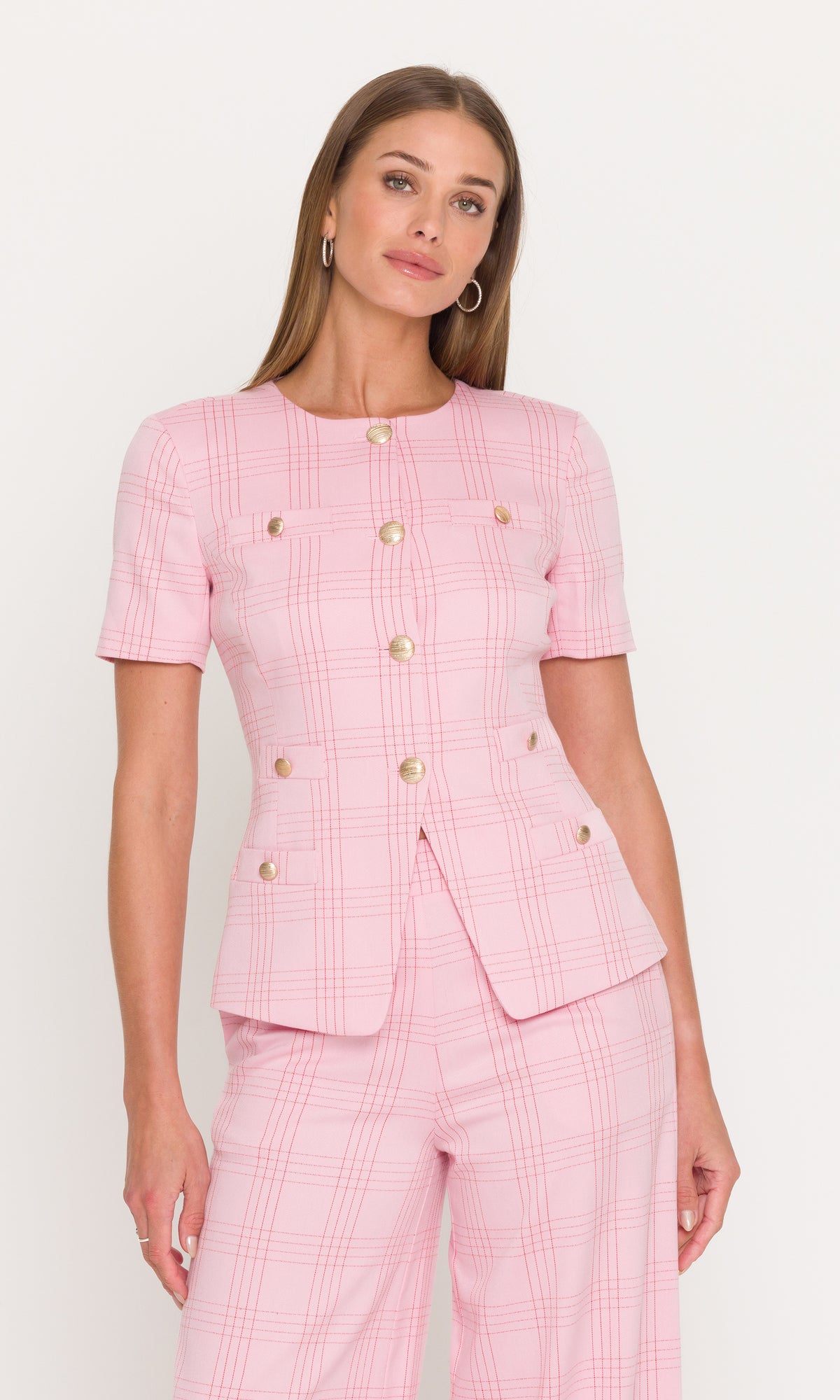 Reyes Suiting Jacket in Pink Plaid | Generation Love