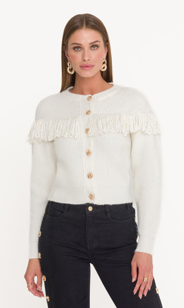 Shifra Fringe Cardigan Cream | Generation Love