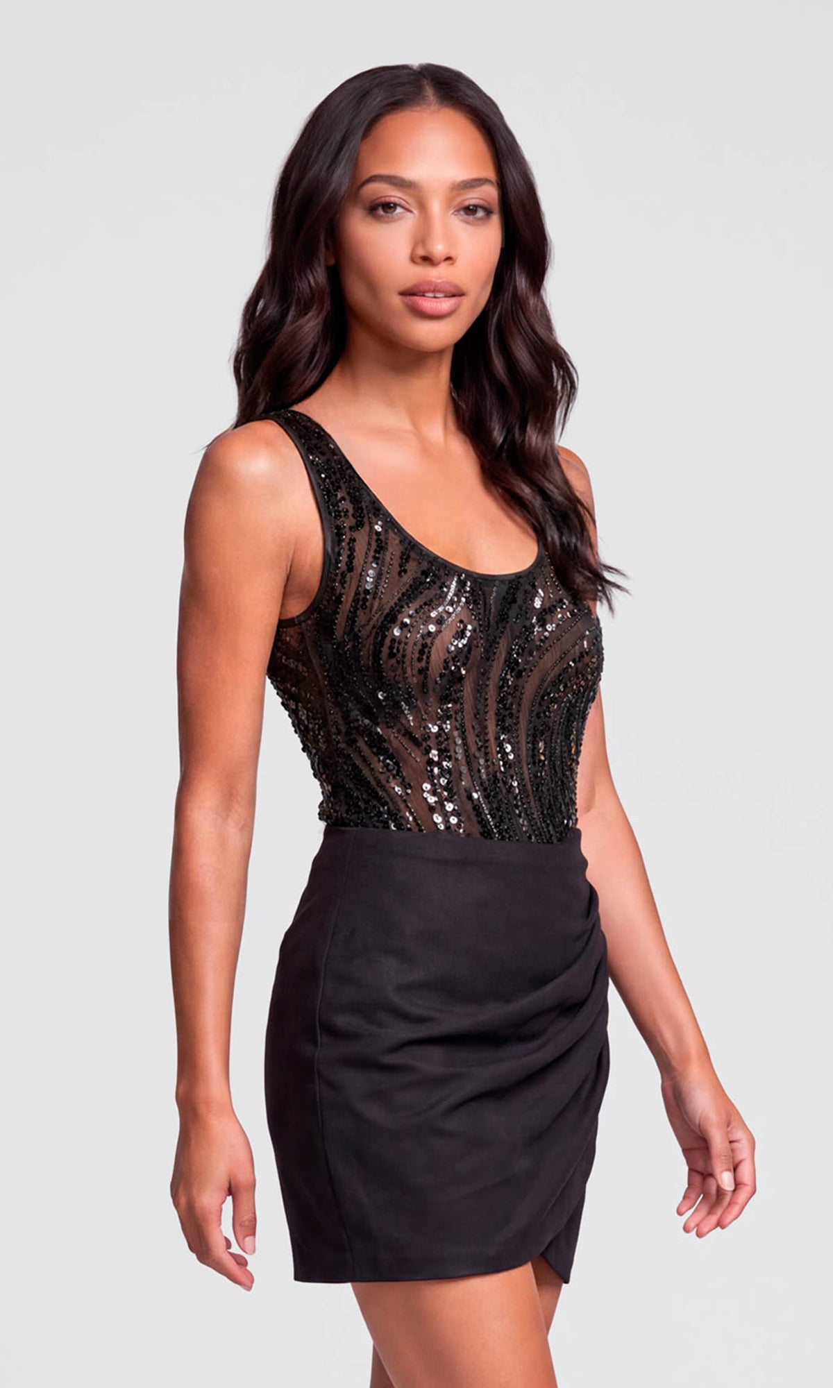 Dina Wavy Sequin Bodysuit