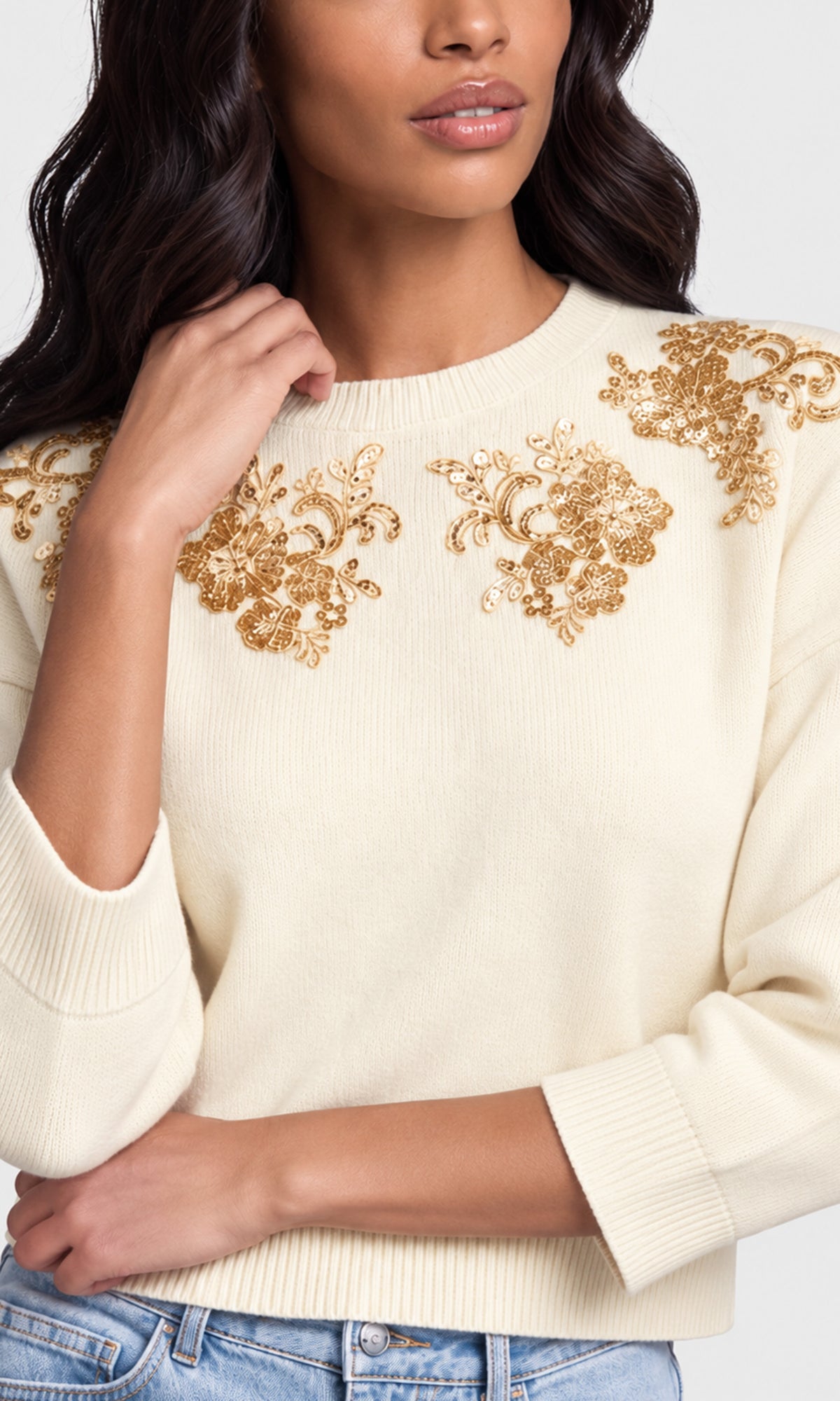 Rhea Flower Applique Sweater
