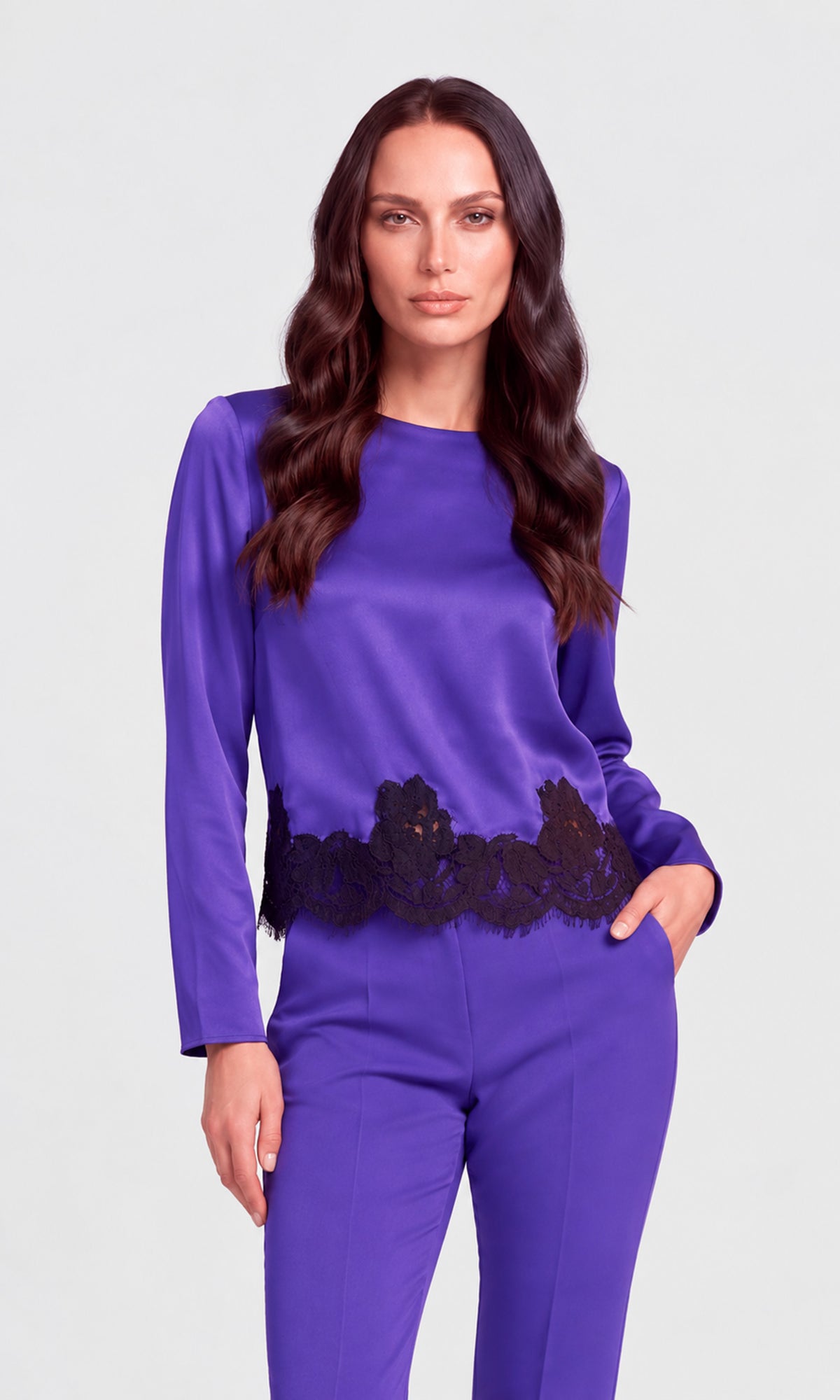 Sapphire Lace Combo Blouse