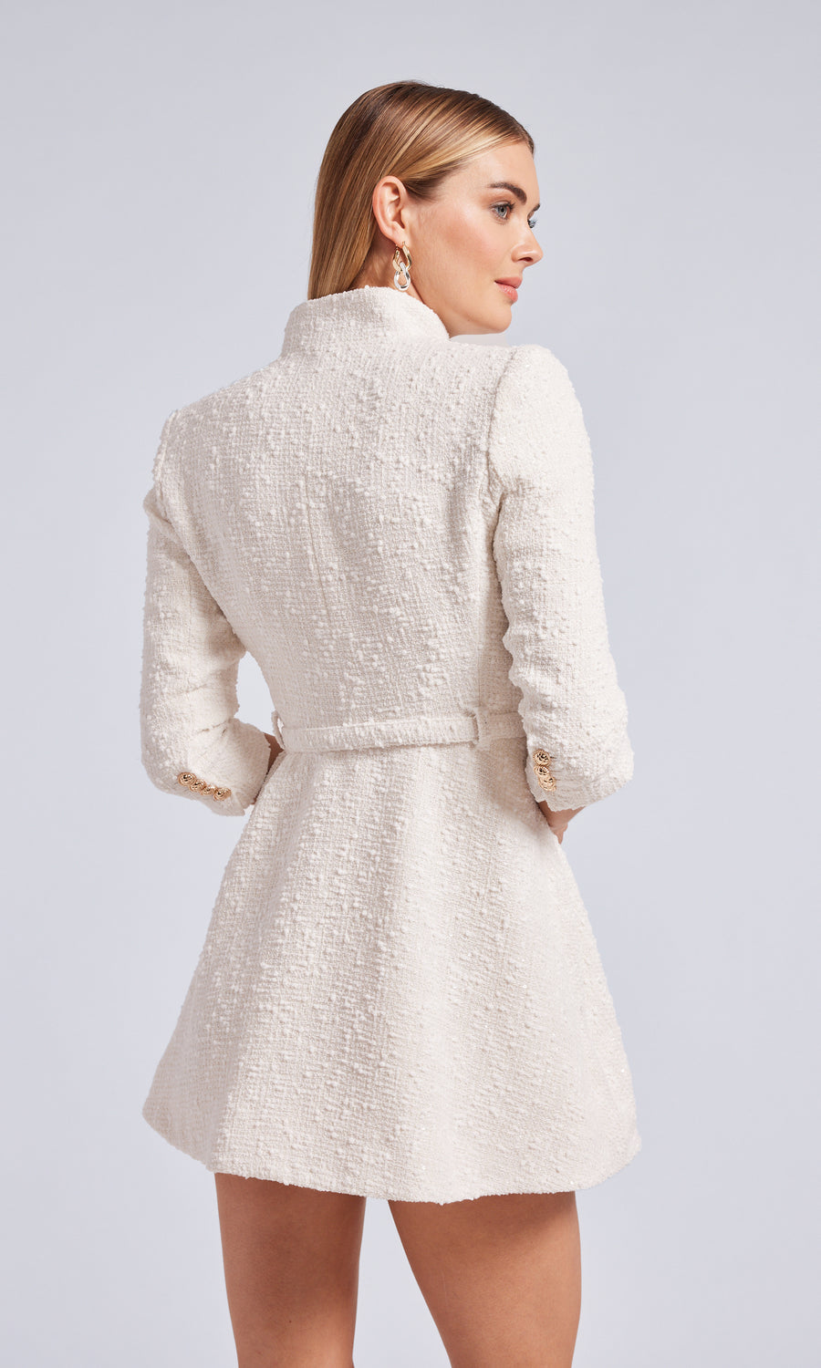 June Tweed Dress - White 
