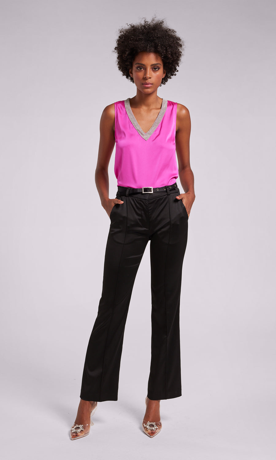 Candice Crystal Top - Hot Pink