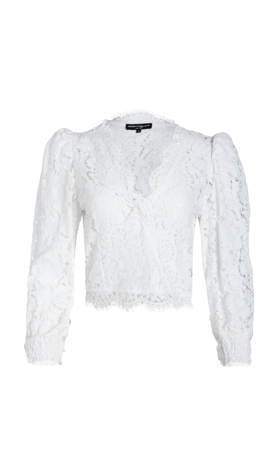 White lace blouse with long-sleeves