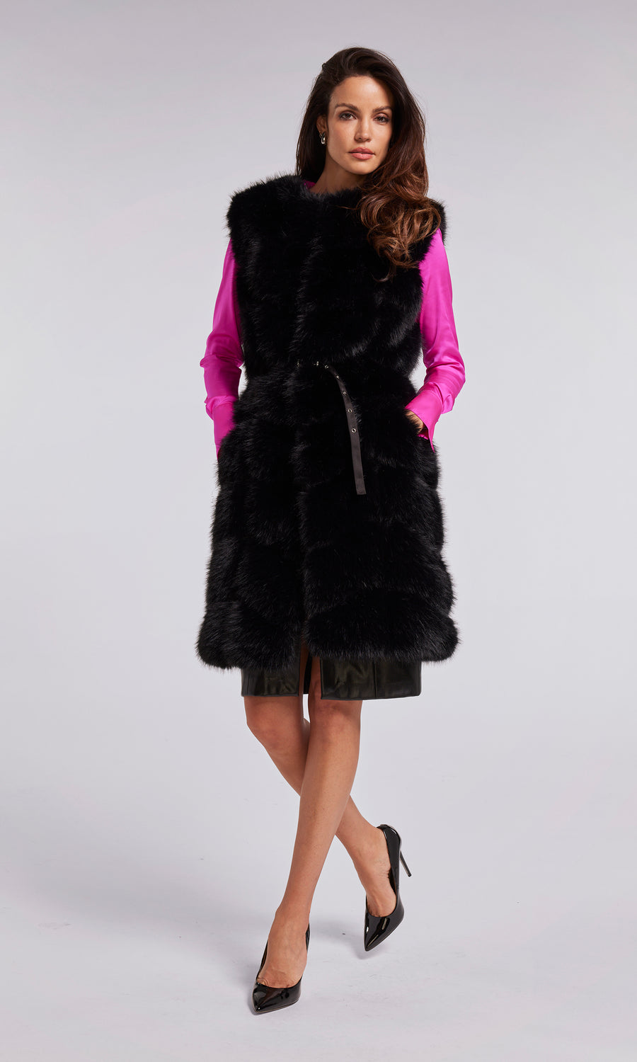 Colette Faux Fur Vest Coat - BlackColette Faux Fur Vest Coat - Black