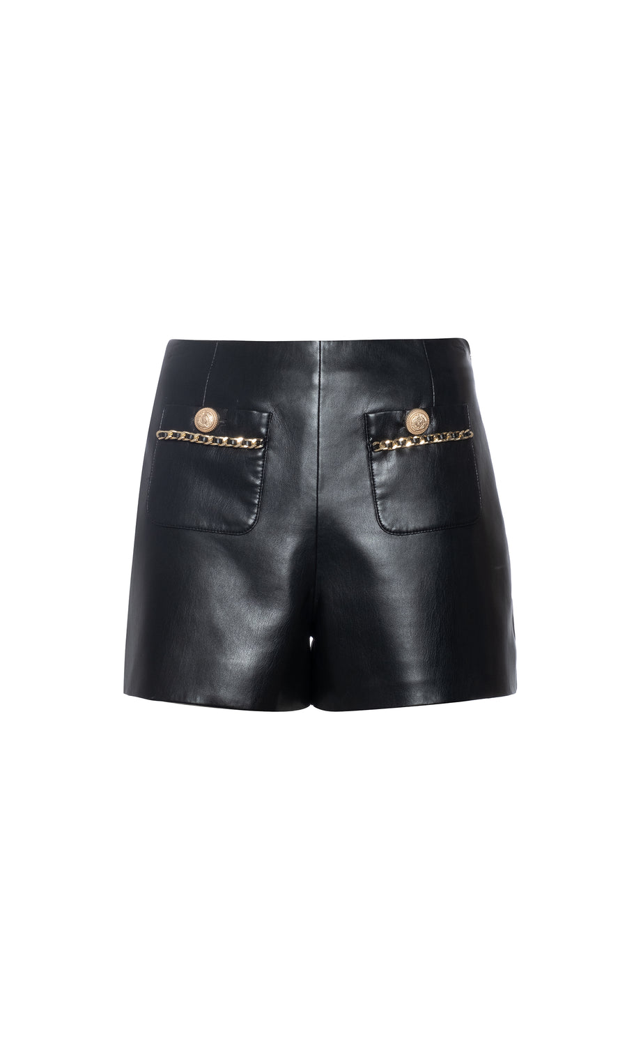 black vegan leather shorts