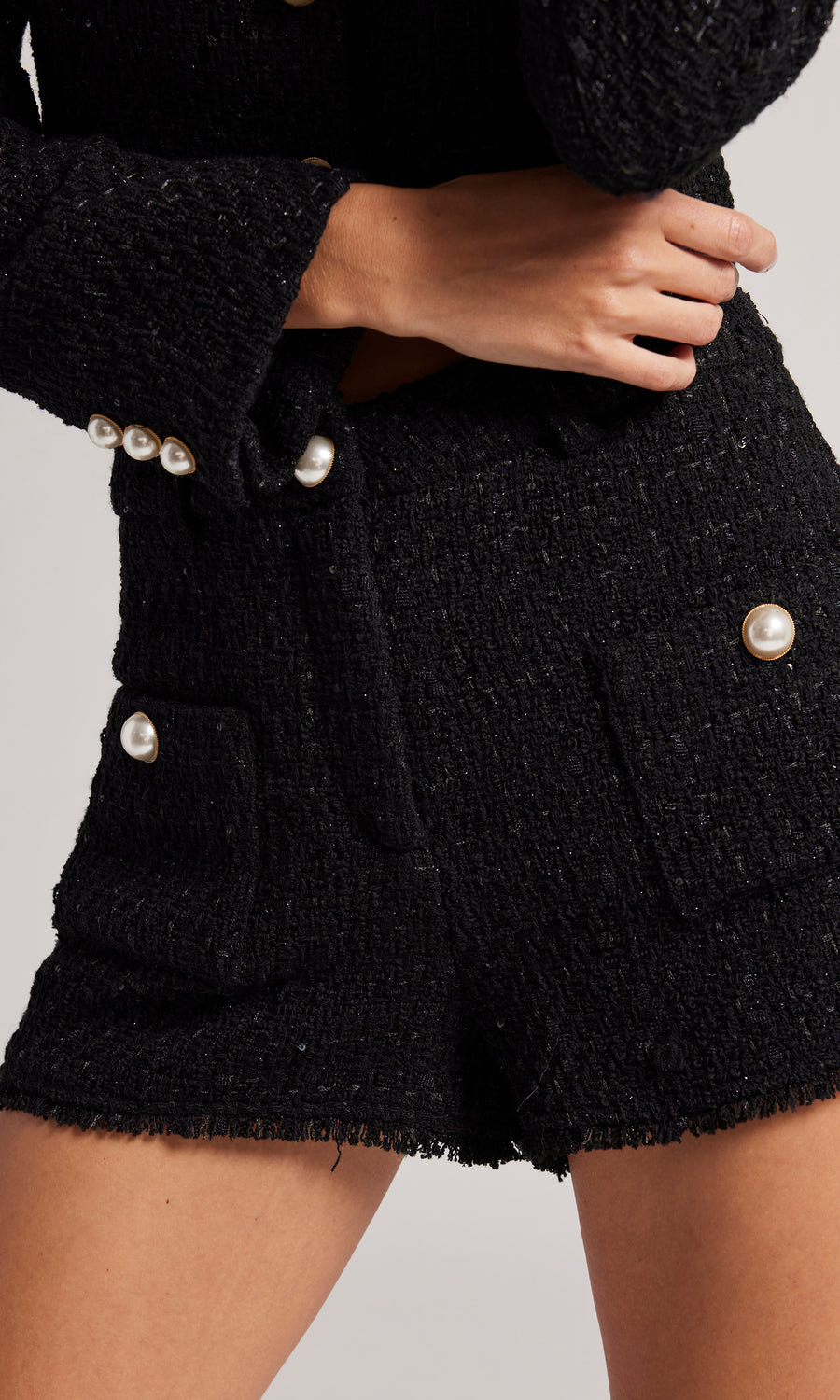 Lily Tweed Shorts - Black