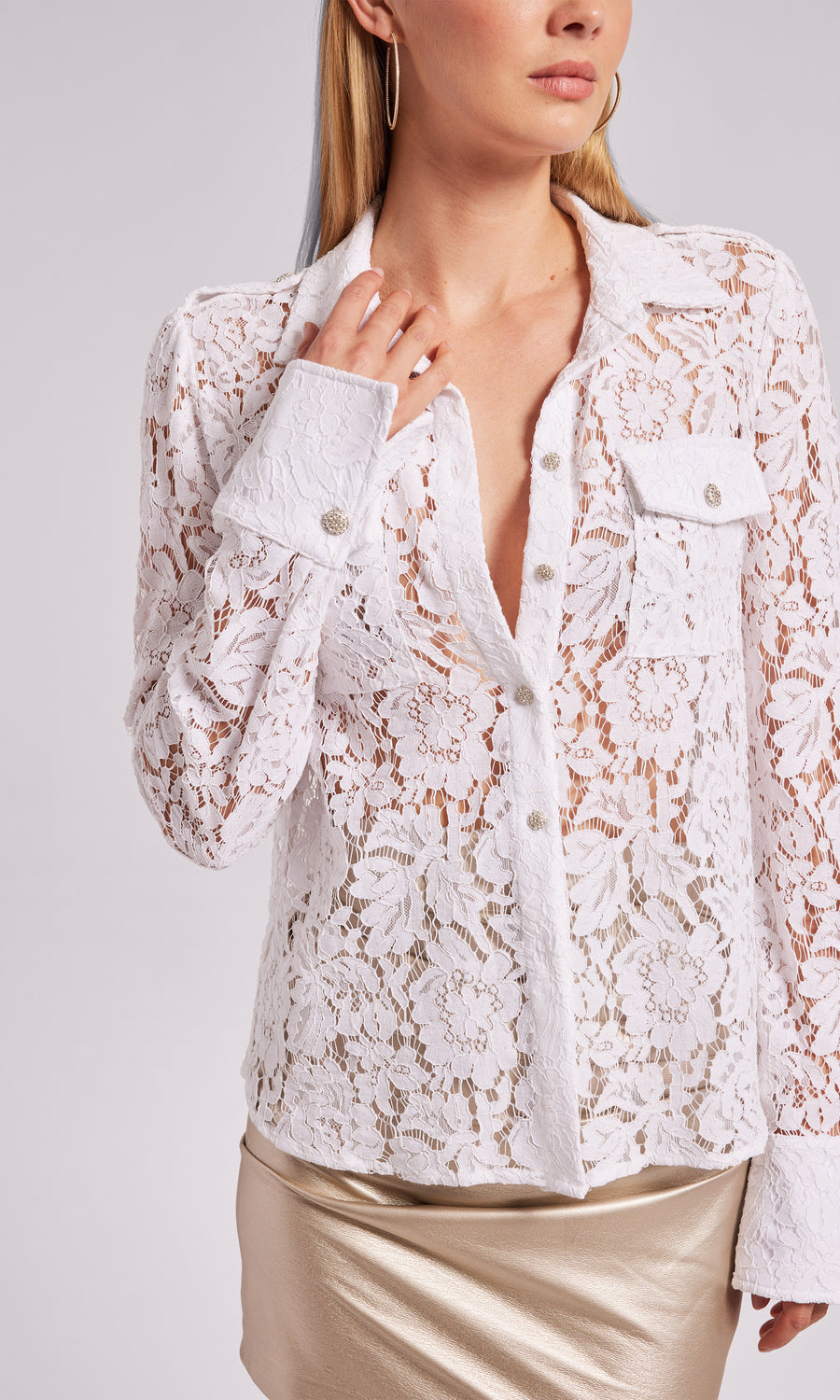 Maisey Lace Shirt - White 
