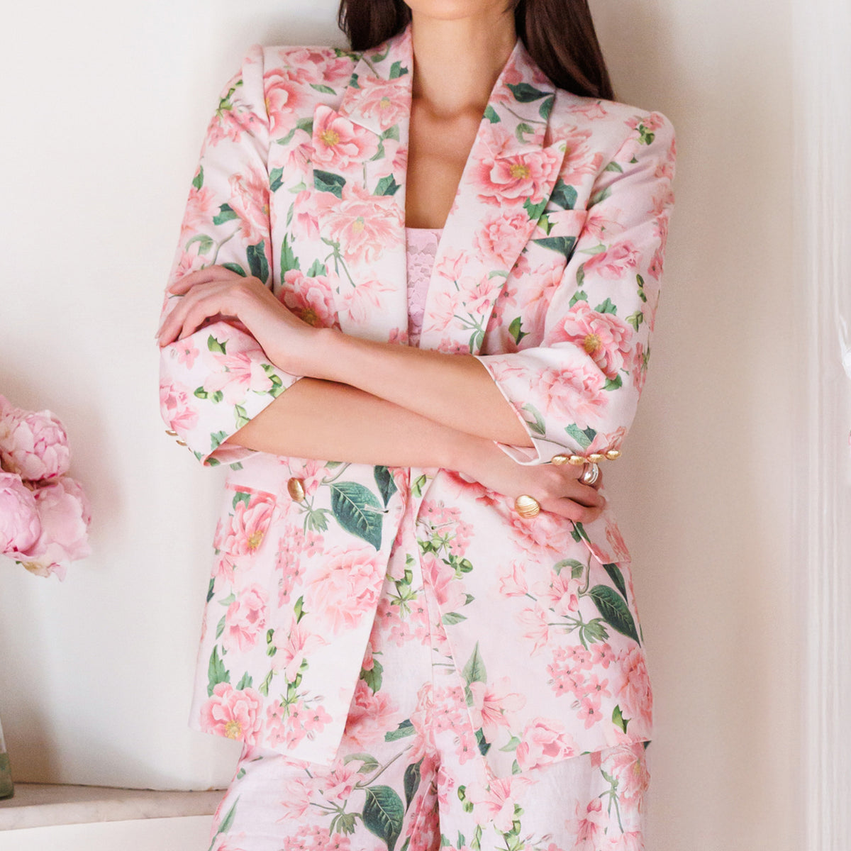 pink floral blazer dress Rhea Floral Blazer Dress - Size XS - 3XL - Euro Summer Blazer