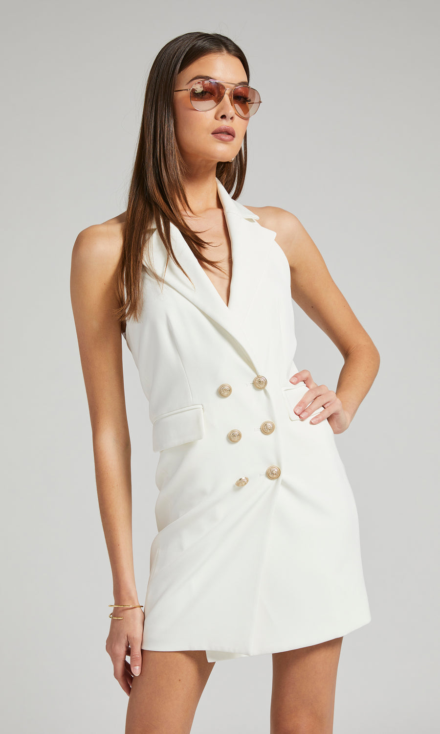 Michelle Halter Blazer Dress - White