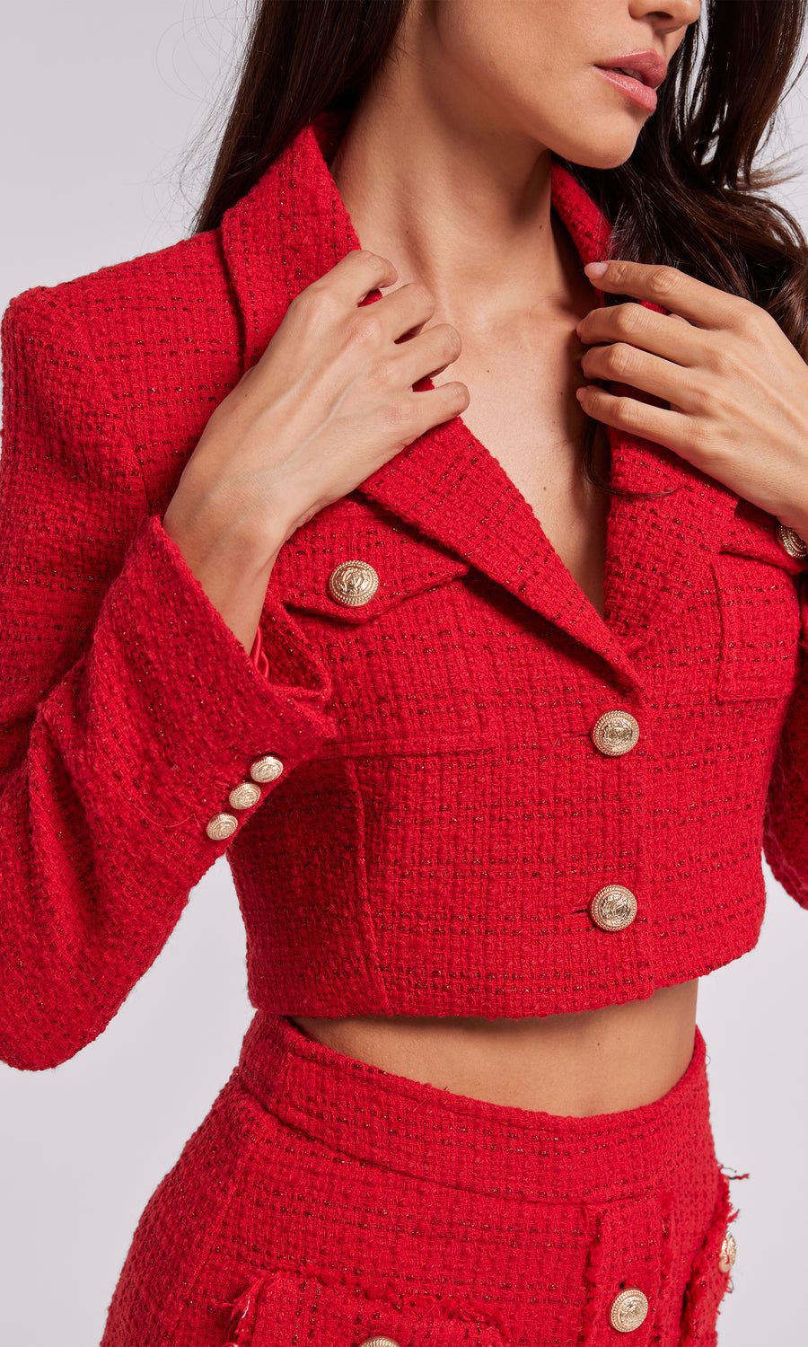 Norah Tweed Blazer - Red 