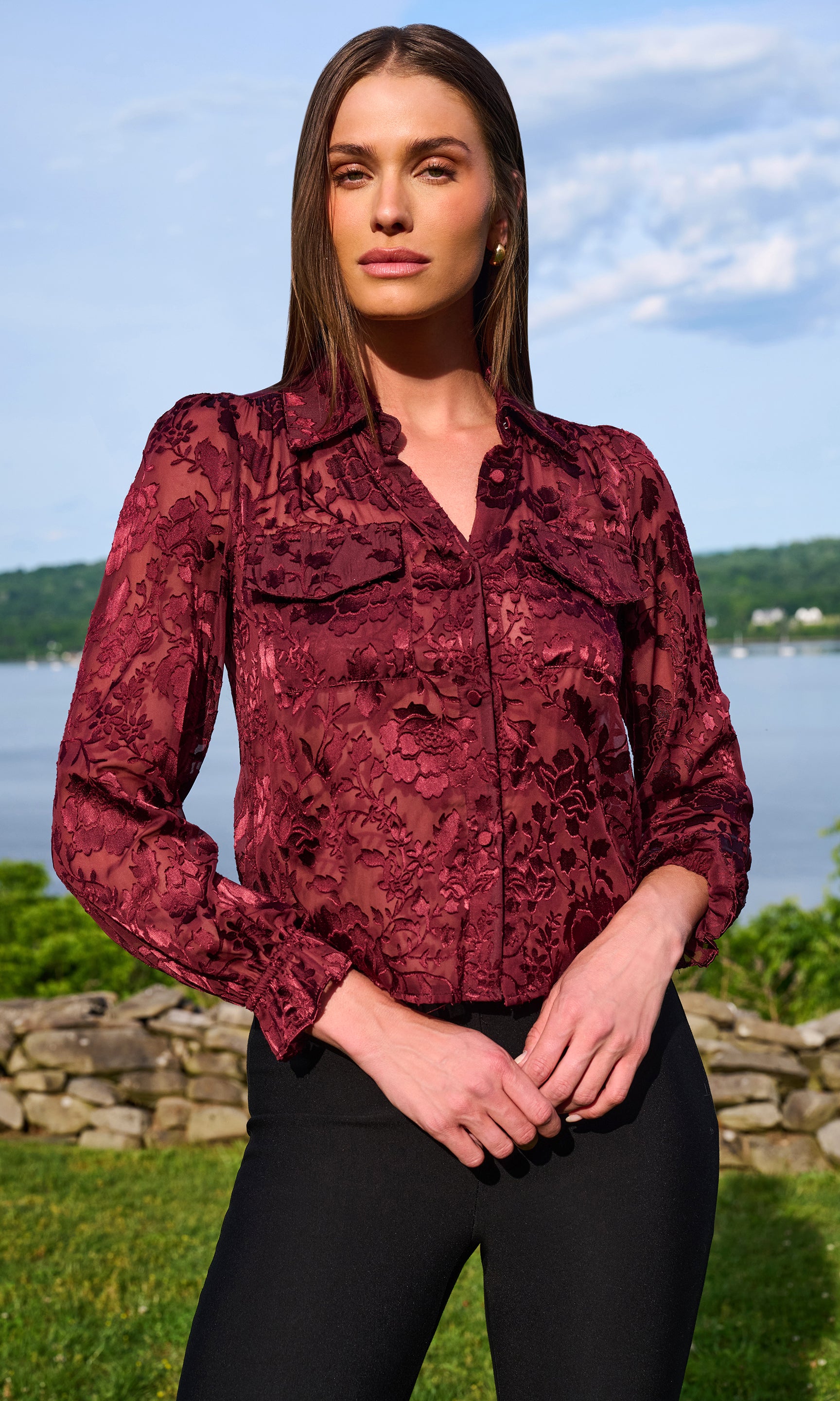 Priya Floral Burn-Out Blouse