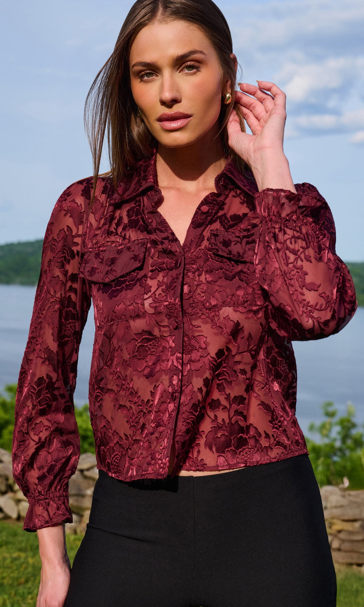 Priya Floral Burn-Out Blouse