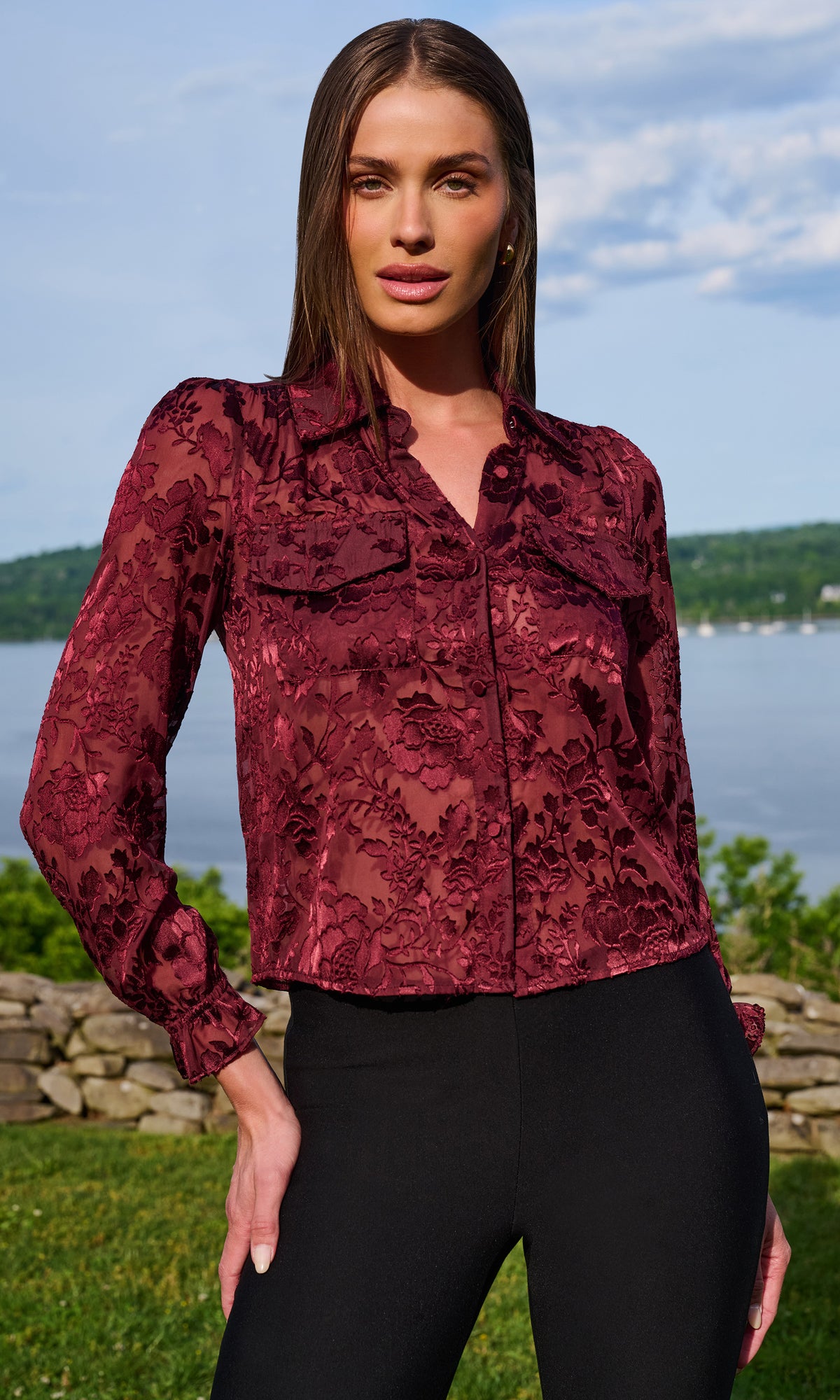 Priya Floral Burn-Out Blouse