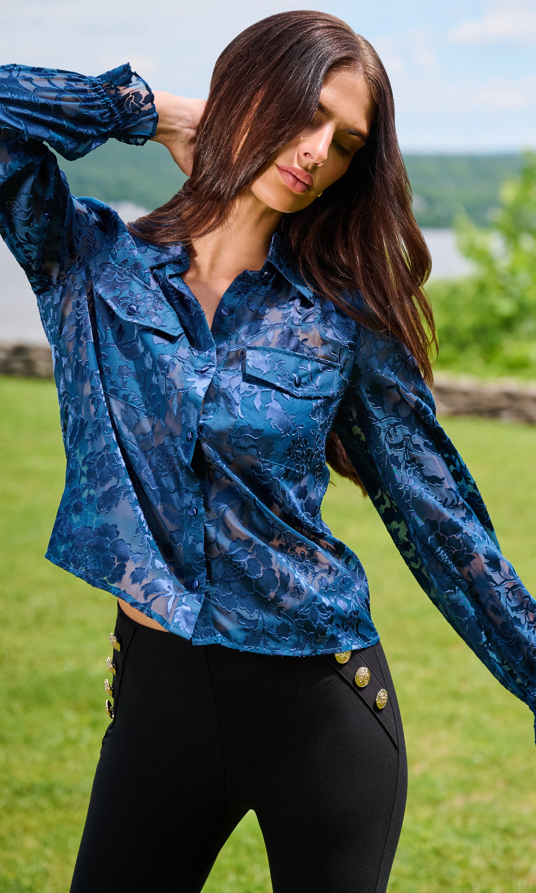 Priya Floral Burn-Out Blouse