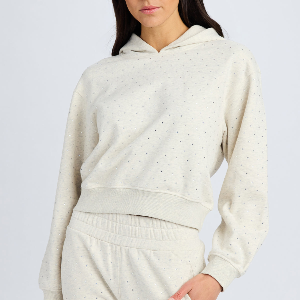 Renae Crystal-Embellished Hoodie in Heather Grey Generation Love