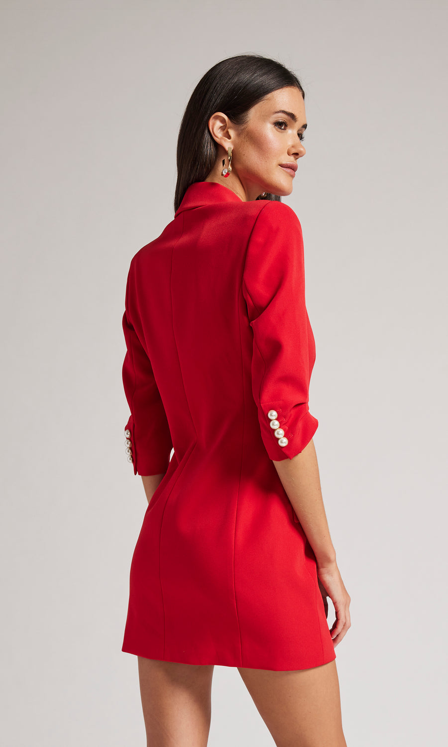 Rocco Crepe Blazer Dress - Red 