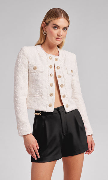 【GENERAL IDEA】Boucle Tweed Knit Jacket CHARCOAL METALLIC BOUCLE JACKET – CRUSH Collection