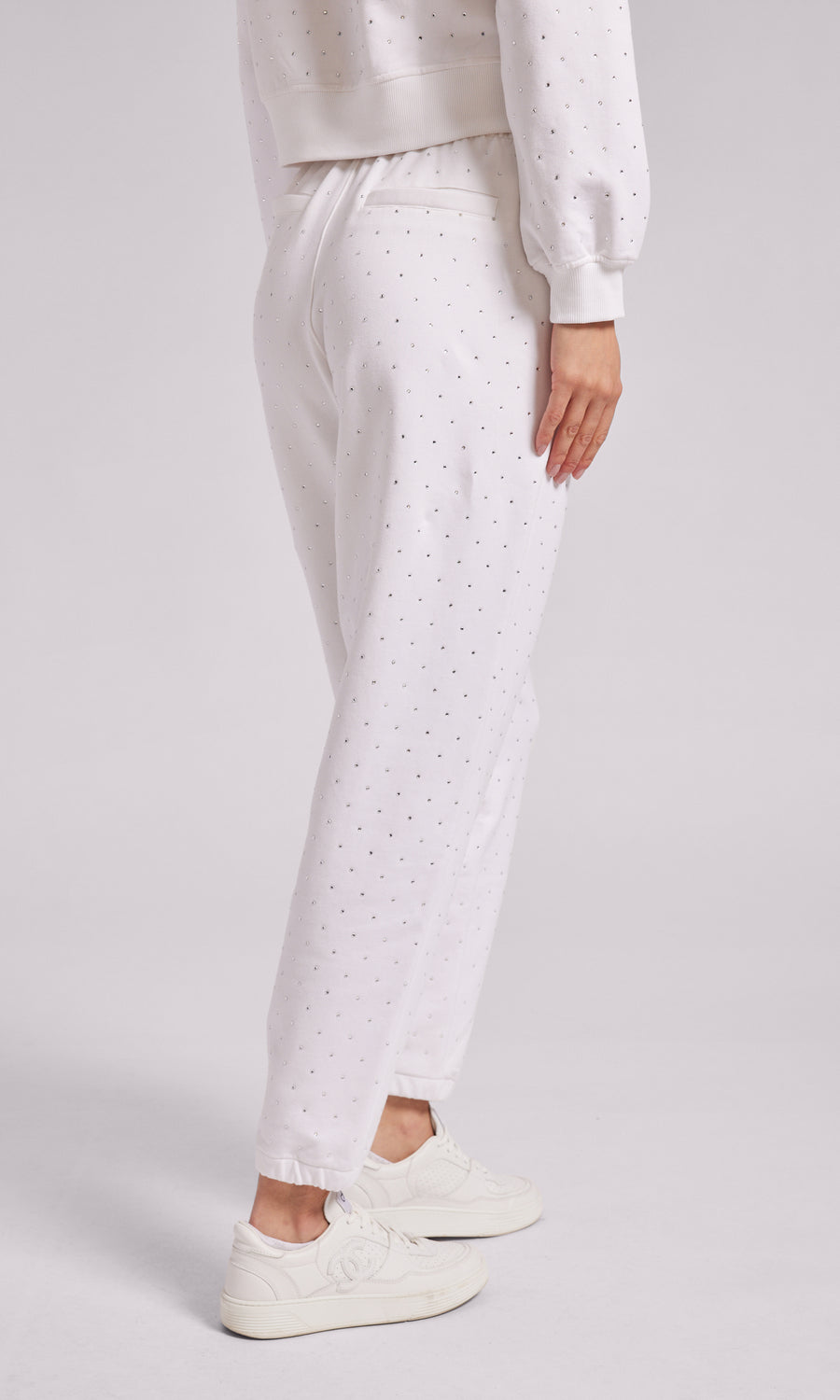Rena Crystal Sweatpants - White/Clear