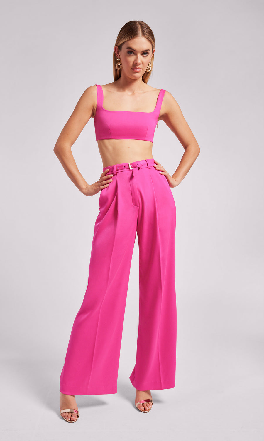 Alexia Satin Pants - Hot Pink