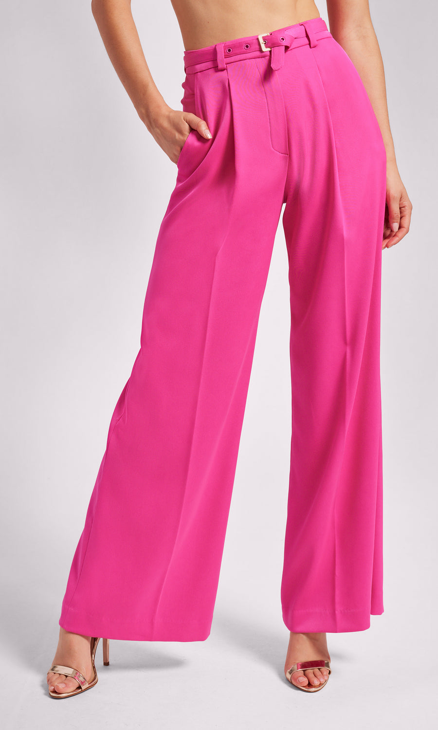 Alexia Satin Pants - Hot Pink